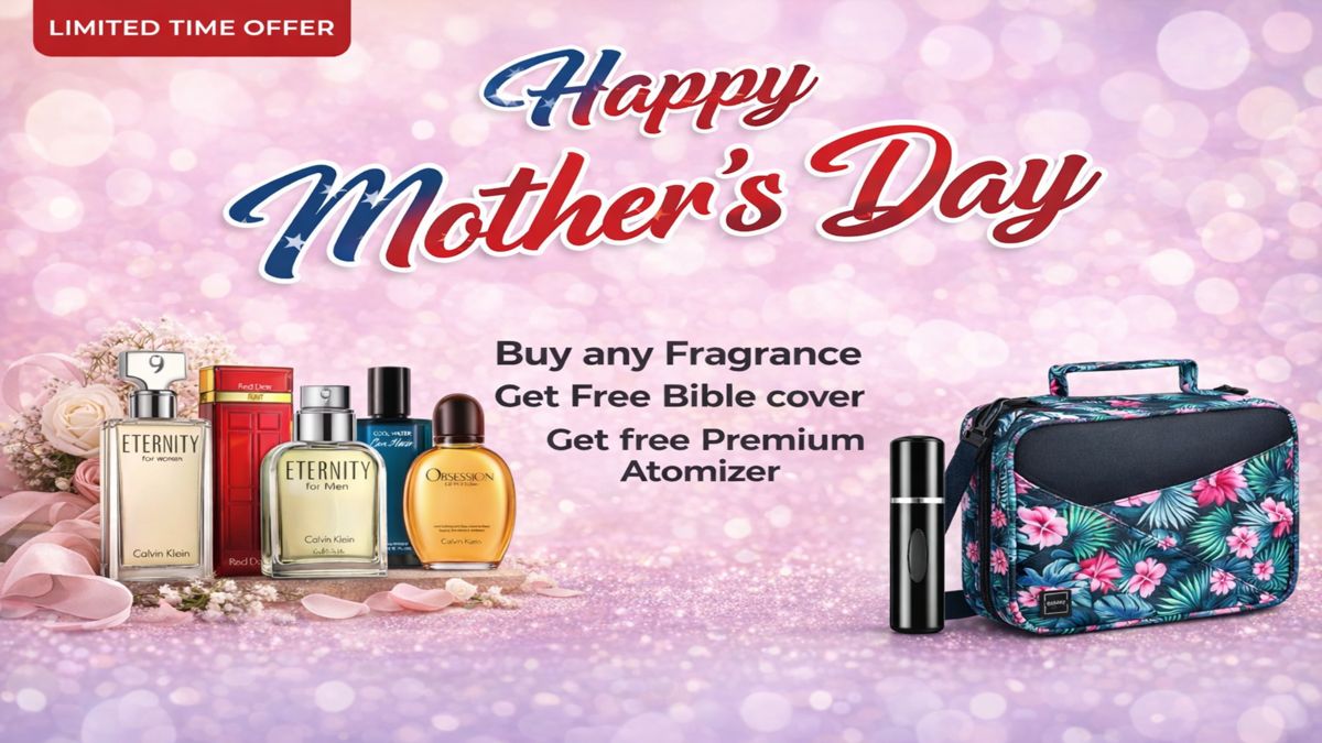 Mother's Day gift ideas with perfume, bible bag with zipper, and refillable perfume atomizer for women