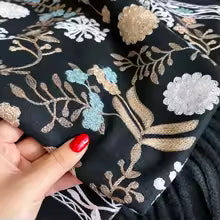 Black Luxury Embroidered Shawl for Women – Elegant Winter Wrap Lasting Perfume