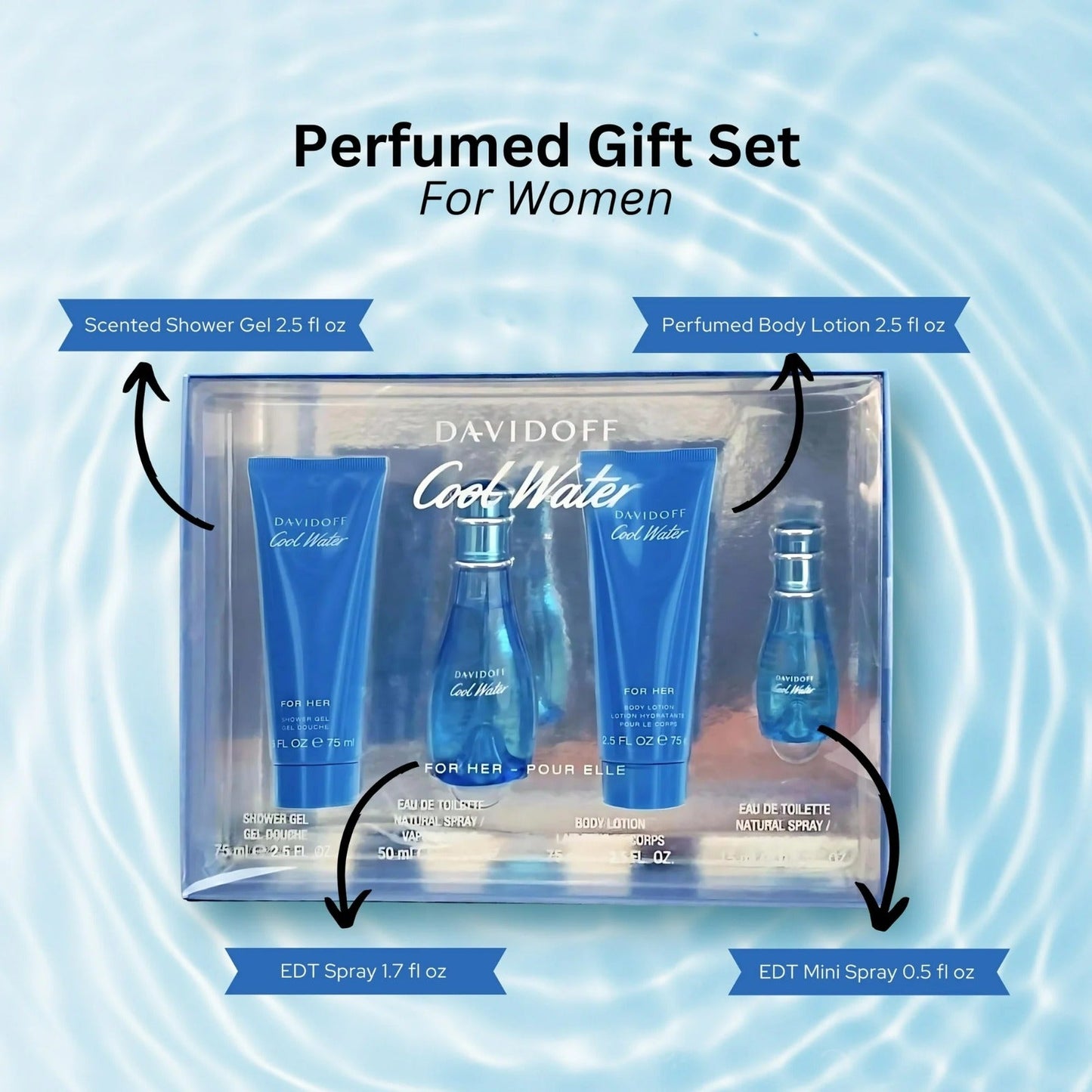 Davidoff Cool Water Long-Lasting Perfume Gift Set for Women – Fragrance & Body Care Davidoff