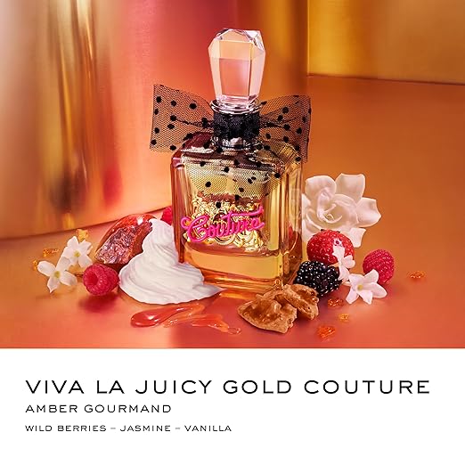 Juicy Couture Viva La Juicy Gold Eau de Parfum for Women – Fruity Sweet Perfume with Luscious Berry, Jasmine Sambac & Vanilla Cream