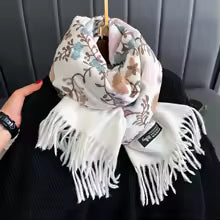 White Pashmina Shawl for Women – Luxury Embroidered Floral Winter Wrap Lasting Perfume