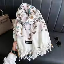 White Pashmina Shawl for Women – Luxury Embroidered Floral Winter Wrap Lasting Perfume