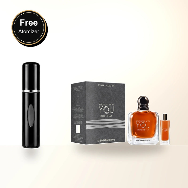 Armani Stronger With You Intensely 2 Pcs Set For Men: 3.4 Eau De Parfum Spray + 0.5 Eau De Parfum Spray with free atomizer bonus image