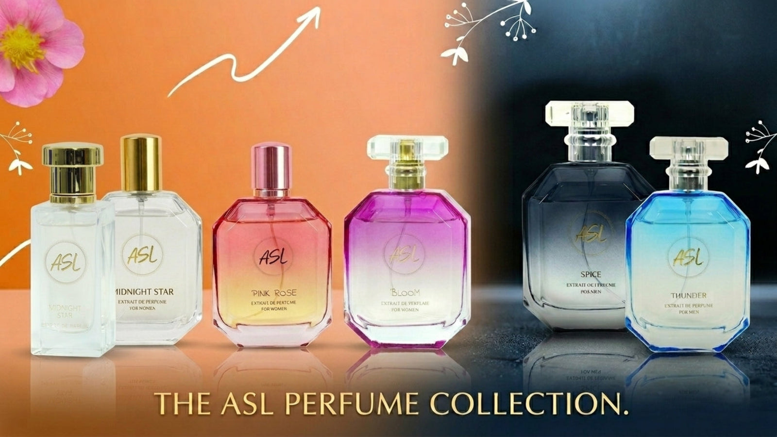ASL long-lasting perfume collection with luxury fragrance bottles and premium scents