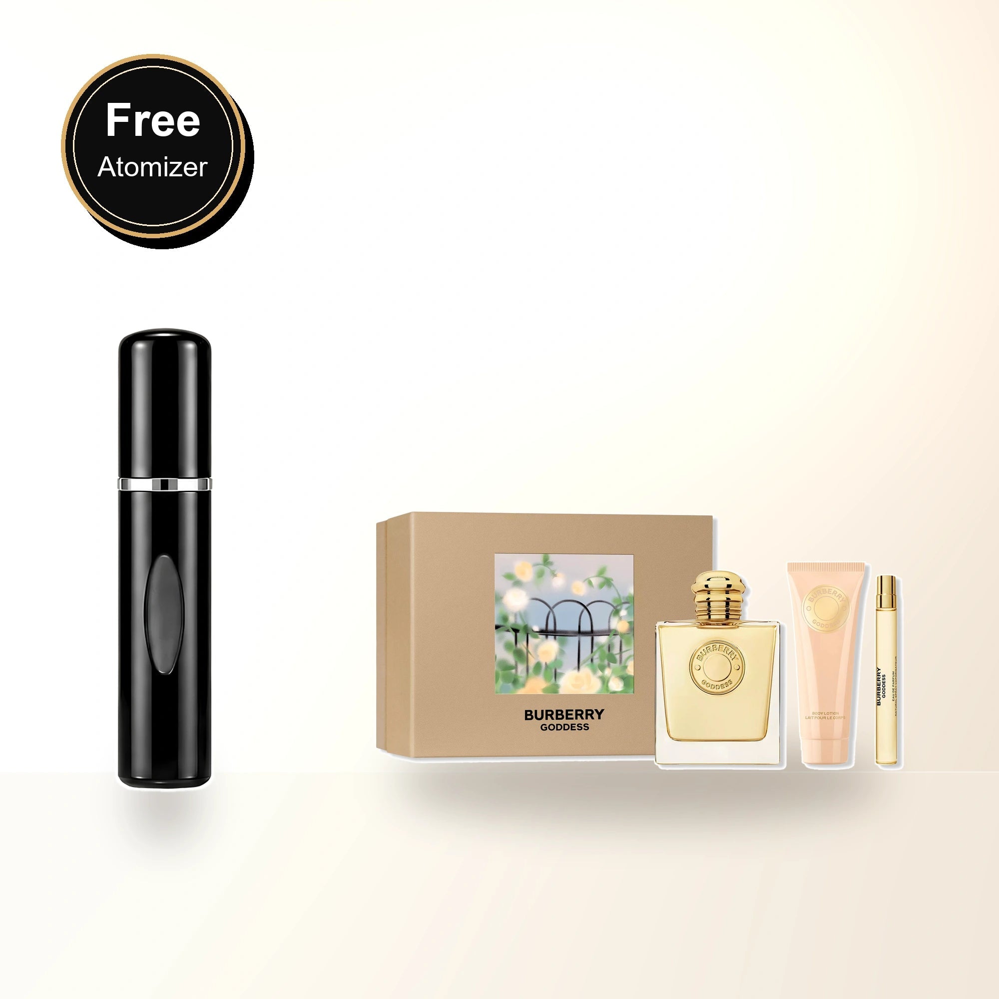 Burberry Goddess 3 Pcs Set: 3.3 Eau De Parfum Spray + 0.33 Eau De Parfum Spray + 2.5 Body Lotion. with free atomizer bonus image