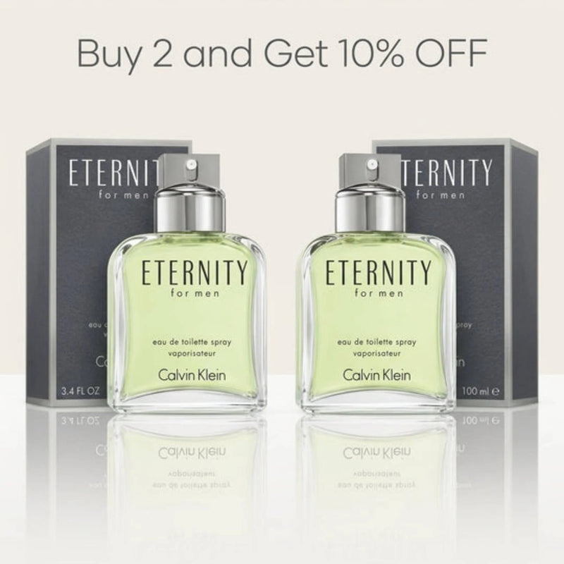 Buy 2 Calvin Klein Eternity EDT Spray For Men 3.4 oz (100 ml) and get 10 percent off