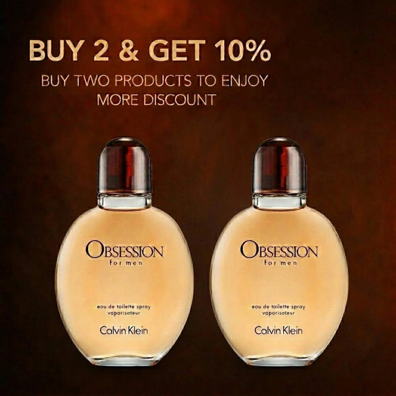 Buy 2 Calvin Klein Obsession EDT Spray For Men 4.2 oz | 6.7 oz and get 10 percent off