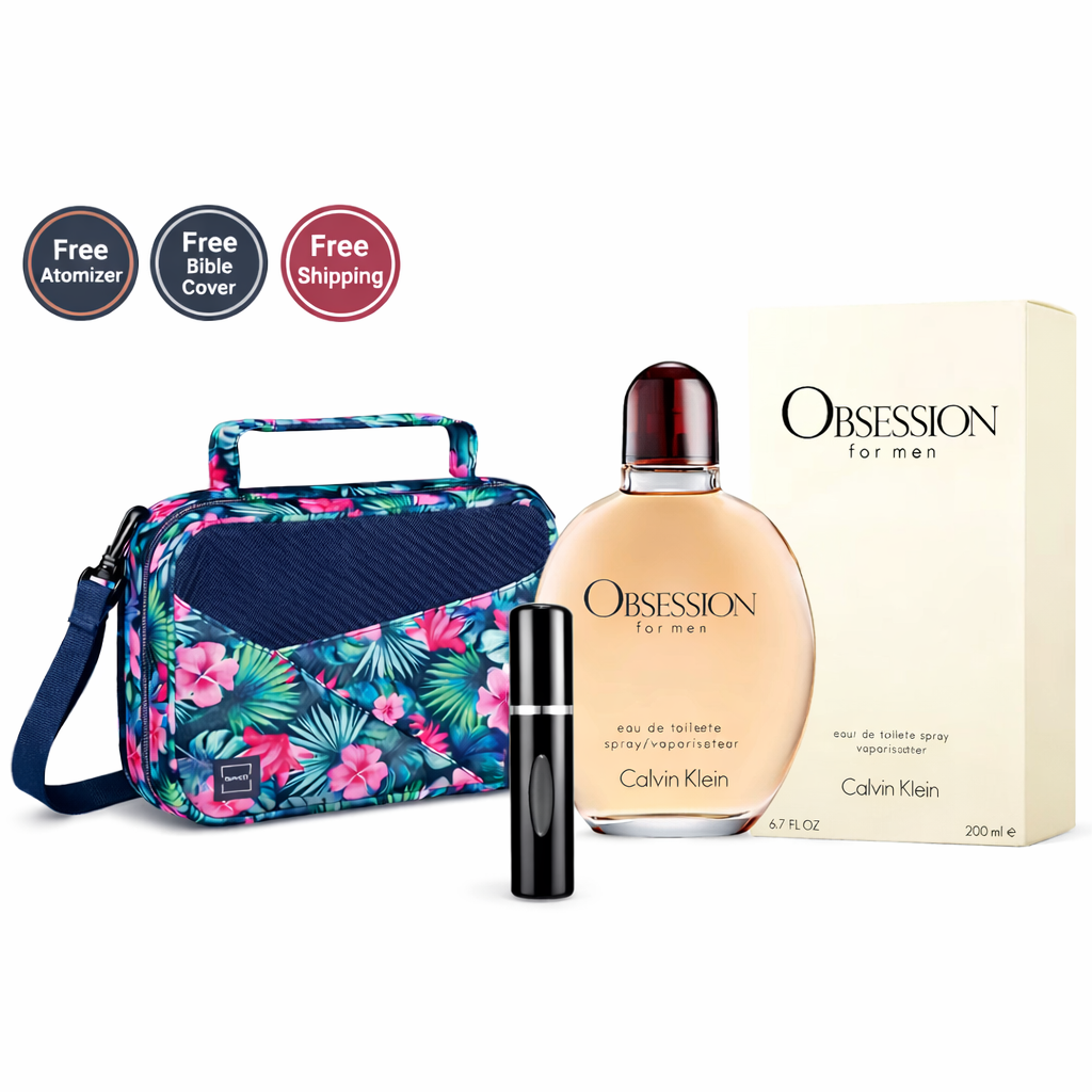 "Calvin Klein Obsession for Men Perfume with Free Bible Bag, Refillable Atomizer, and Free Shipping - Perfect Gift for Him"