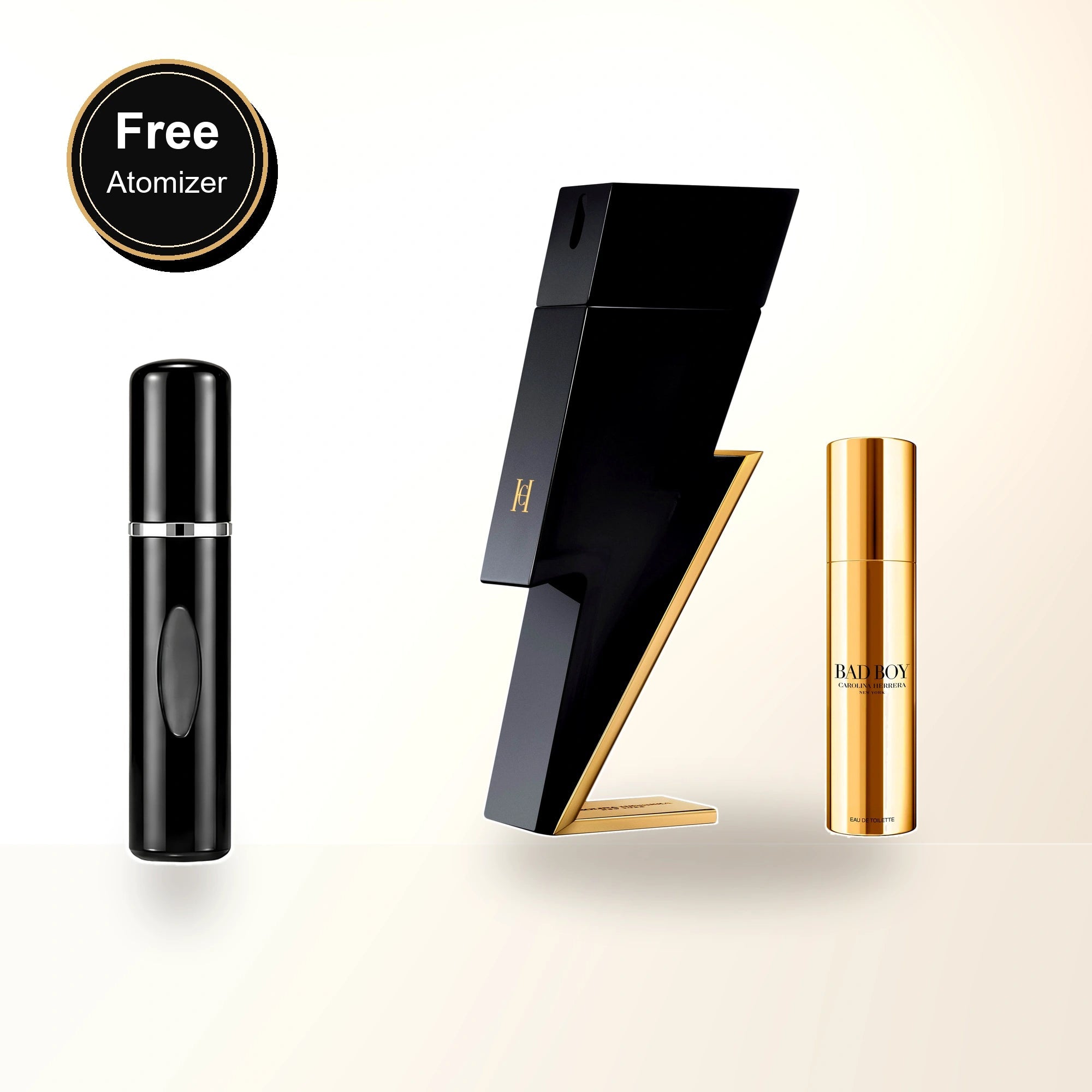 Carolina Herrera Bad Boy 2 Pcs Set: 3.4 Eau De Toilette Spray + 0.34 Eau De Toilette Spray with free atomizer bonus image