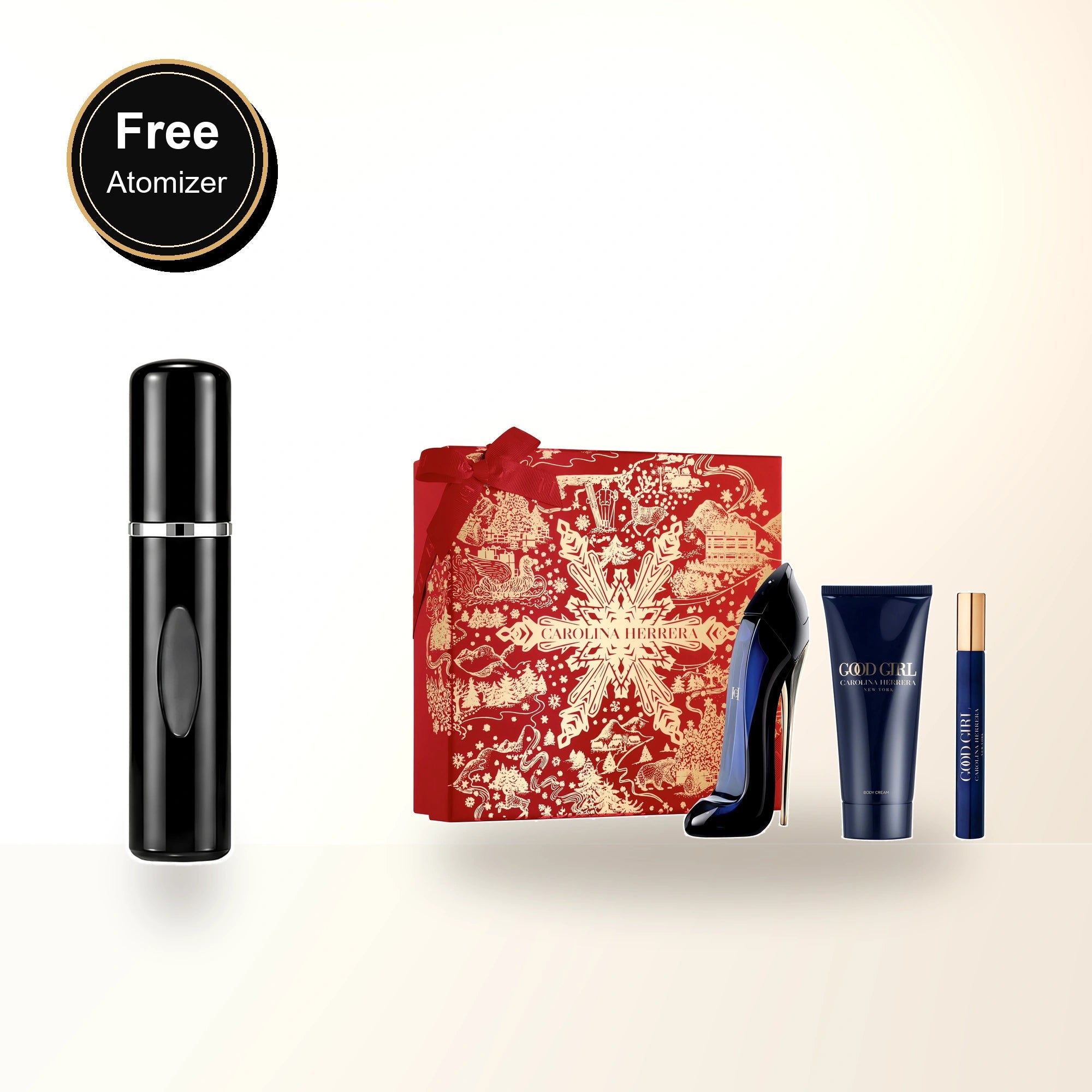 Carolina Herrera Good Girl 3 Pcs Set: 2.7 Eau De Parfum Spray + 0.34 Eau De Parfum Spray + 3.4 Body Lotion. with free atomizer bonus image