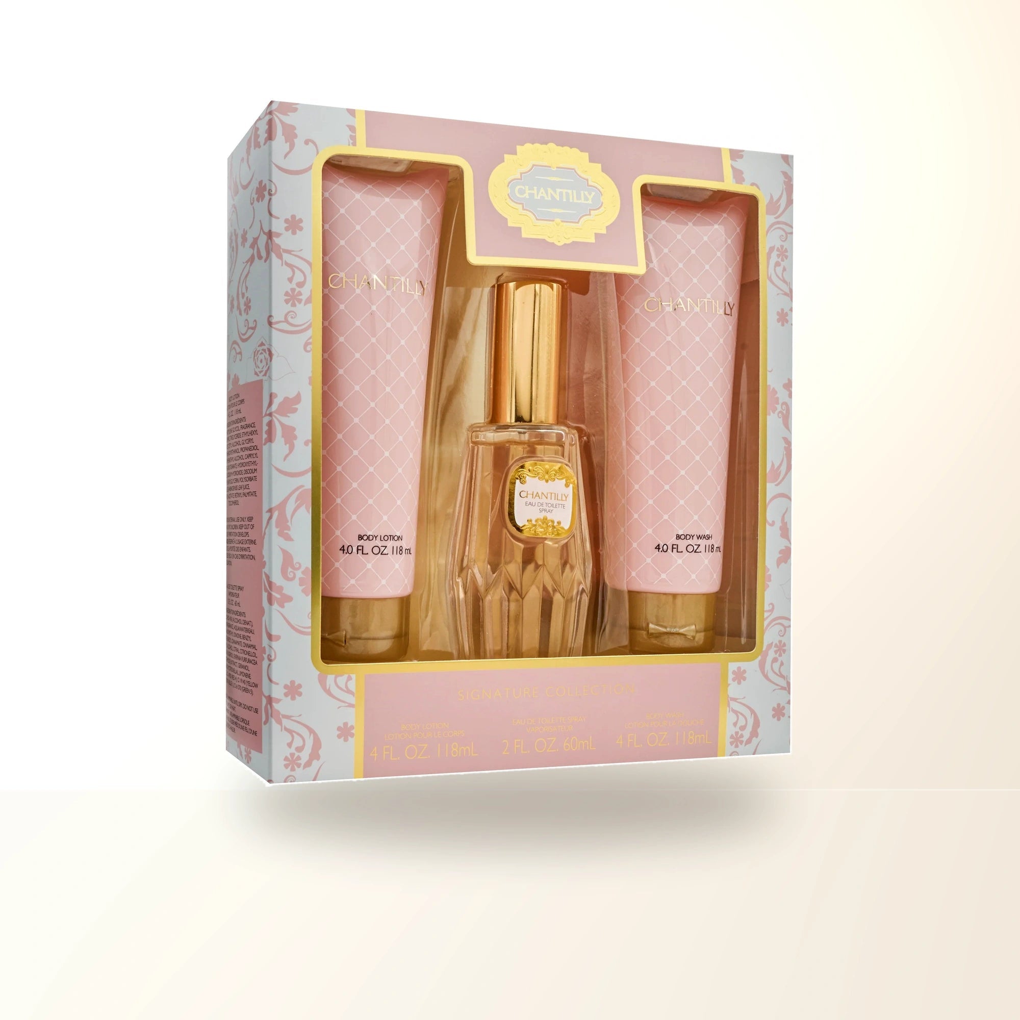 Chantilly 3 Pcs Set For Women: 2 Oz Eau De Toilette Spray + 4 Oz Body Lotion + 4 Oz Body Wash main product image