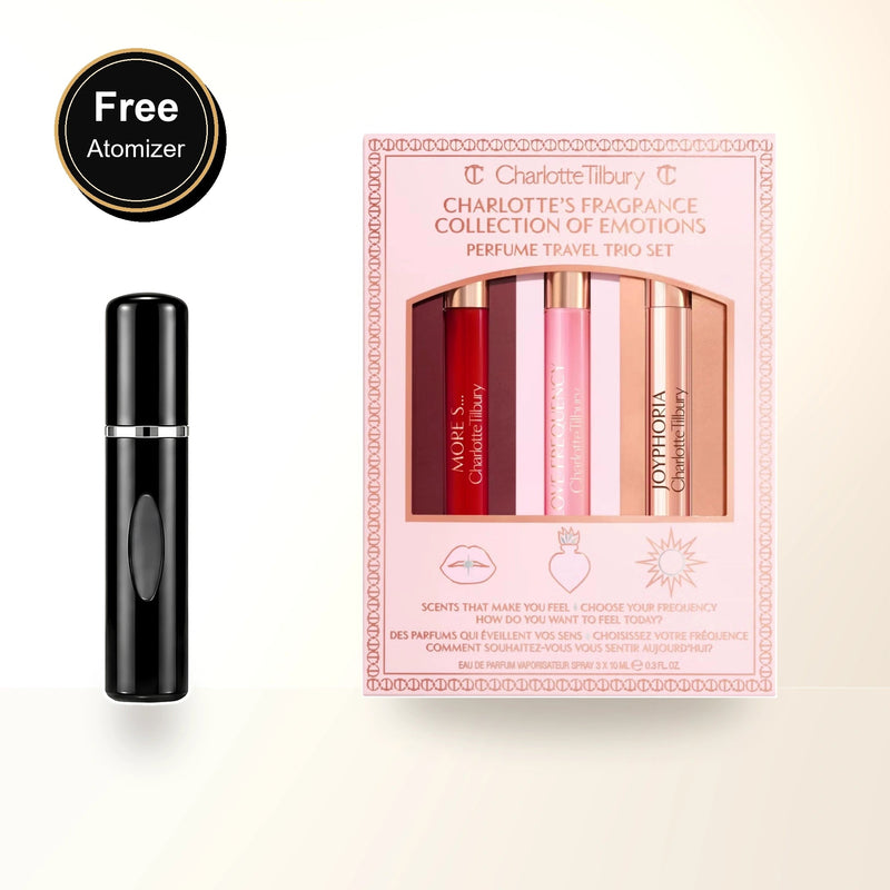 Charlotte Tilbury 3 * 0.3 Eau De Parfum Spray Set: More Sex + Love Frequency + Joyphoria with free atomizer bonus image