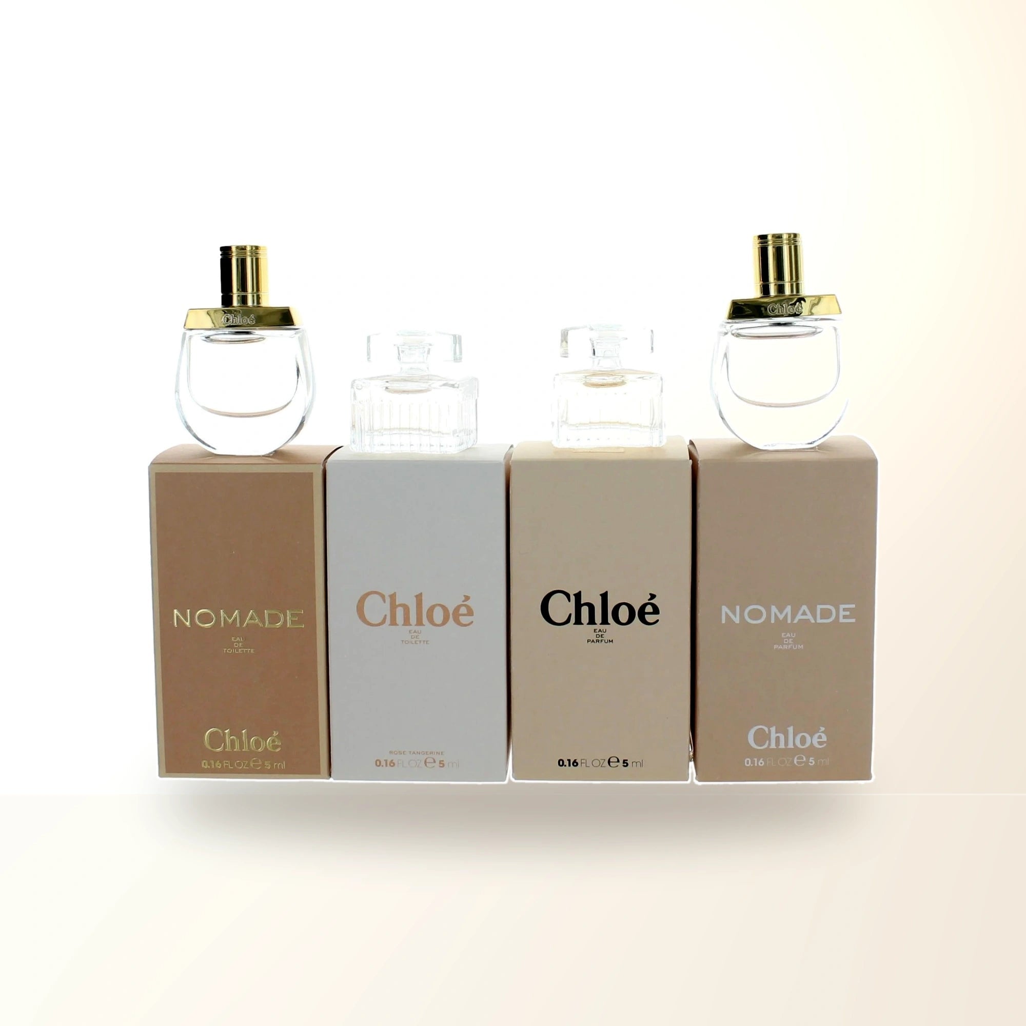 Chloe 4 Pcs Set For Women: Nomade 0.16 Eau De Toilette Mini + Rose Tangerine 0.16 Eau De Toilette Mini + Chloe 0.16 Eau De Parfum Mini + Nomade 0.16 Eau De Parfum Mini main product image