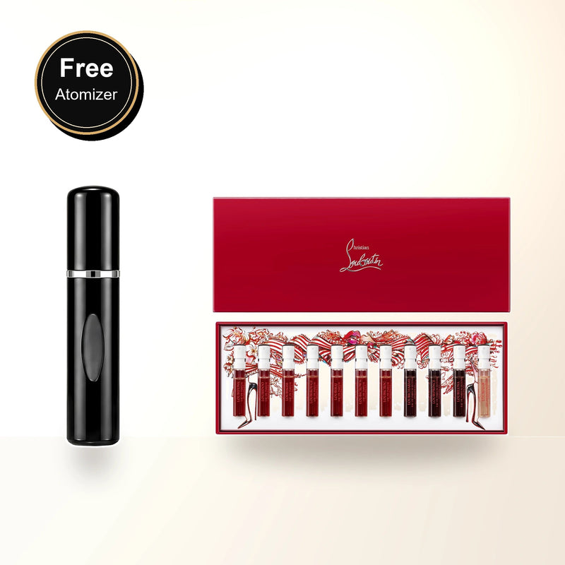 Christian Louboutin 11 * 2 Ml Eau De Parfum Collection Set: Loubifunk + Loubidoo + Loubikiss + Loubirouge + Loubiraj + Loubicrown + Loubicroc + Loubicharme Intense + Loubiprince Intense + Loubiluna Intense + Loubimar Legere with free atomizer bonus image
