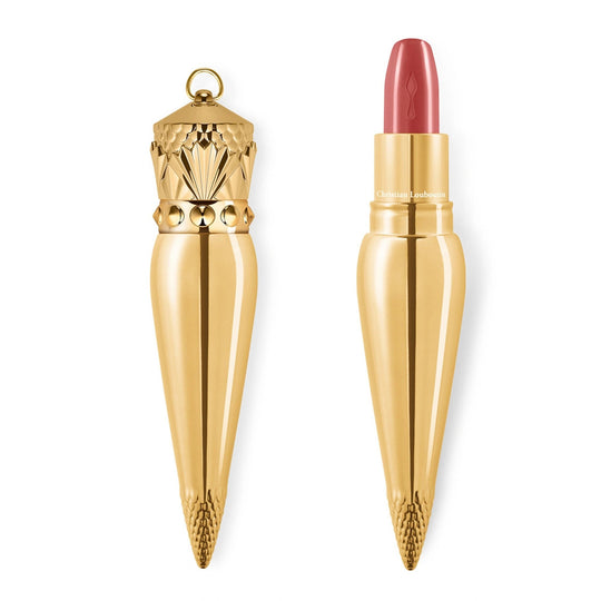 Christian Louboutin Belly Bloom 011 Silky Satin lipstick shown in open and closed views of one unit