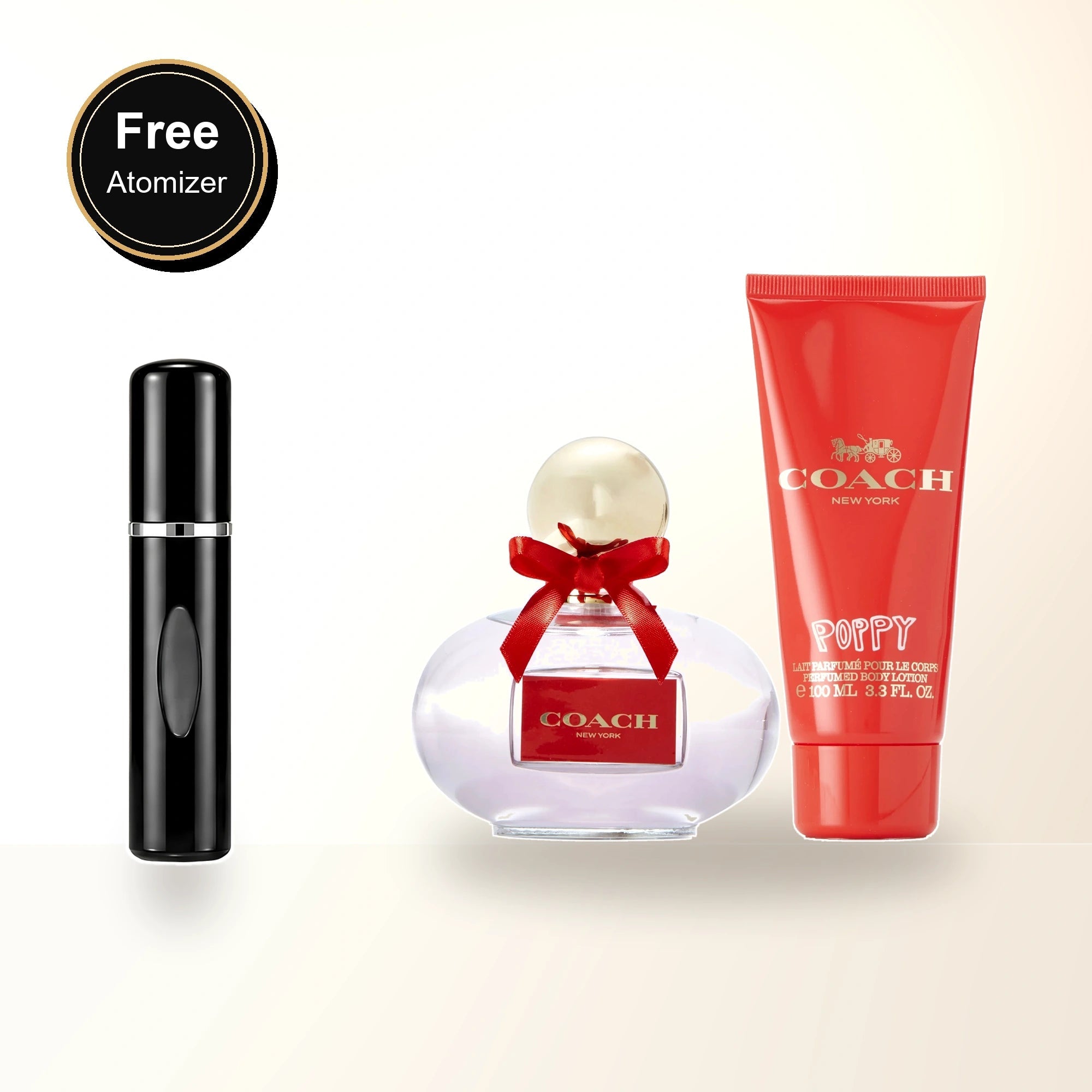 Coach Poppy 2 Pcs Set: 3.3 Eau De Parfum Spray + 3.3 Body Lotion (travel) with free atomizer bonus image