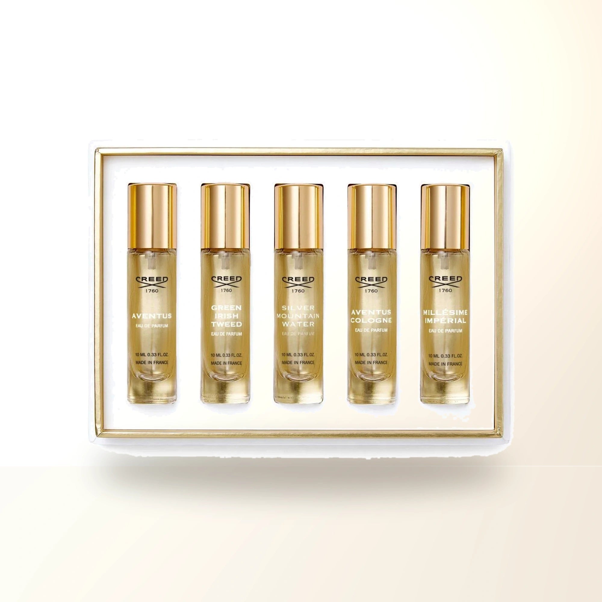 Creed 5 * 0.33 Eau De Parfum Spray Set For Men: Aventus + Aventus Cologne + Green Irish Tweed + Silver Mountain Water + Millesime Imperial main product image