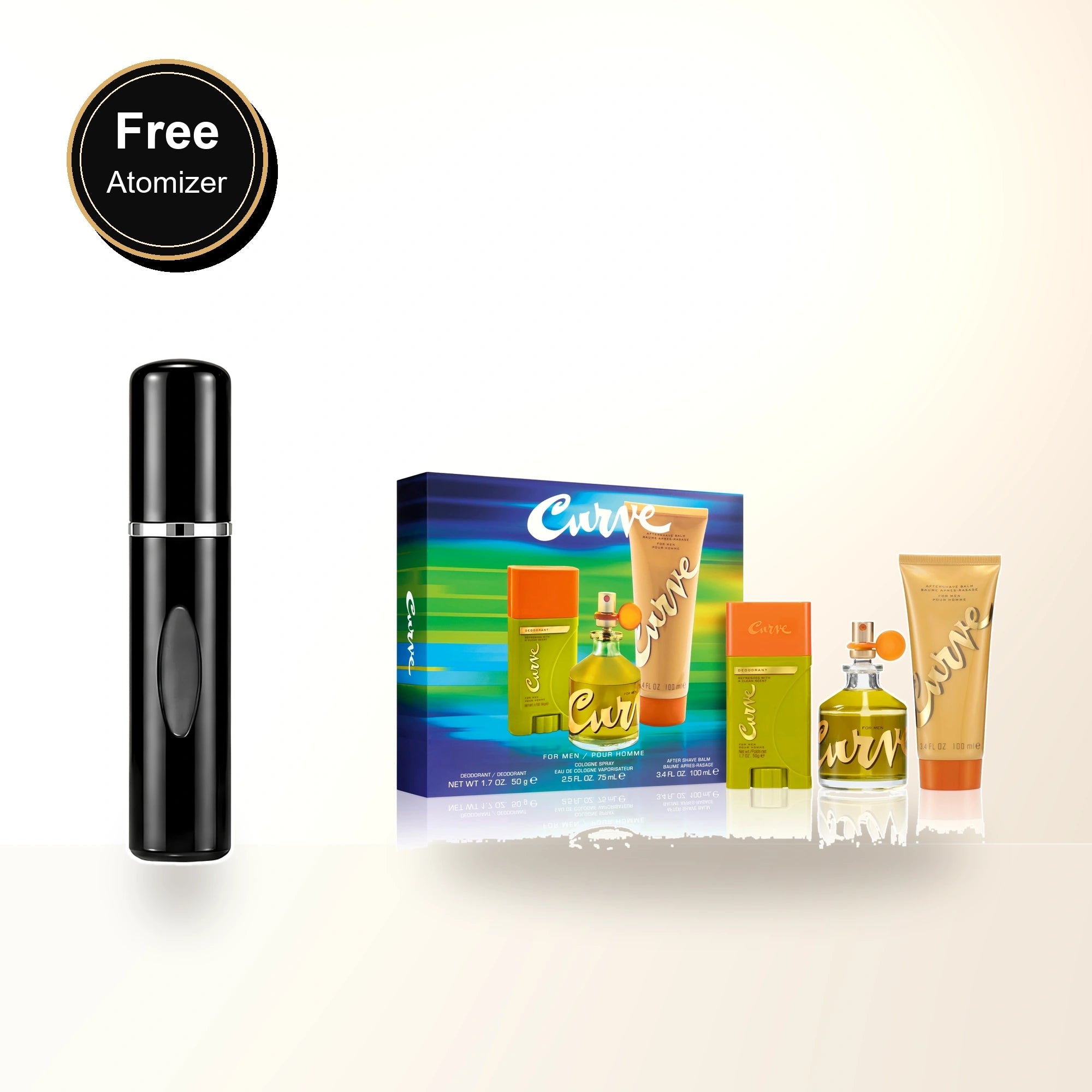 Curve 3 Pcs Set For Men: 2.5 Cologne Spray + 1.7 Deodorant Stick + 3.4 After Shave Balm with free atomizer bonus image
