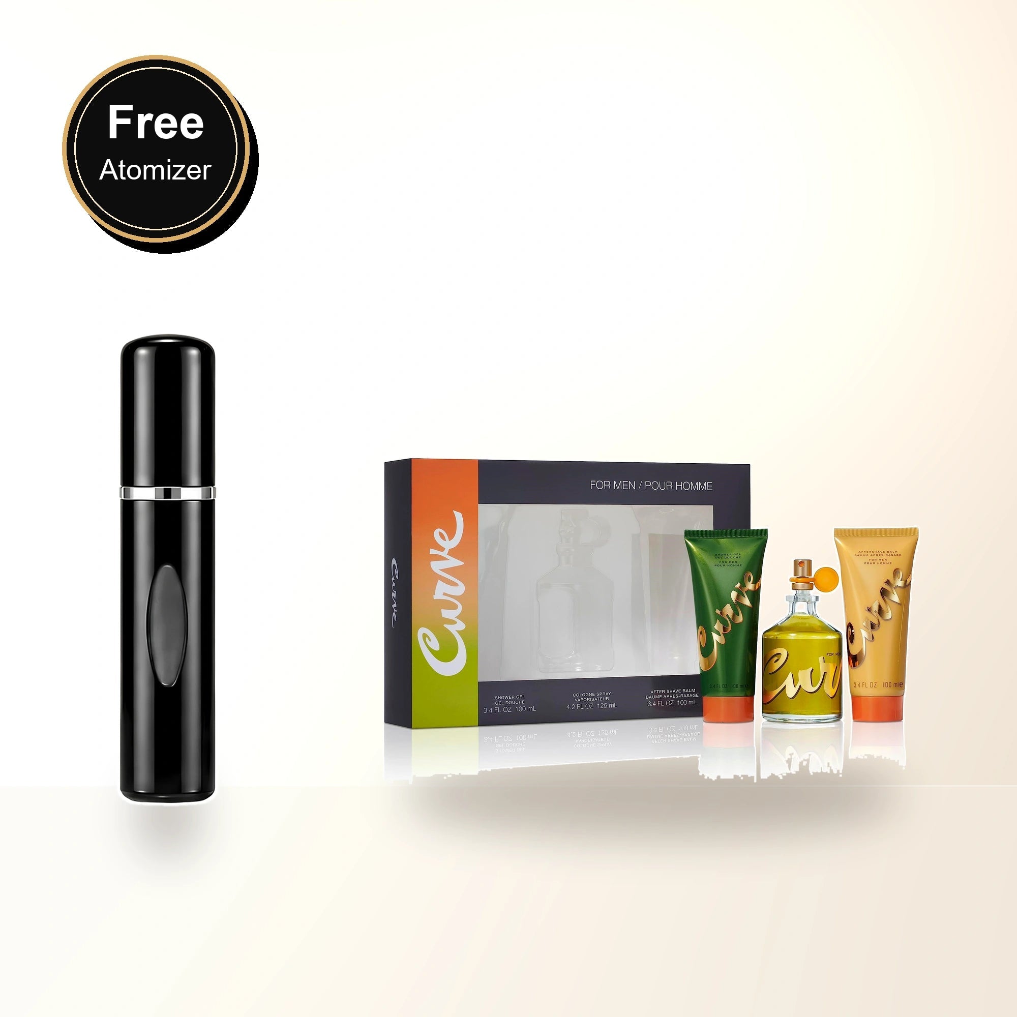 Curve 3 Pcs Set For Men: 4.2 Cologne Spray + 3.4 Shower Gel + 3.4 After Shave Balm with free atomizer bonus image
