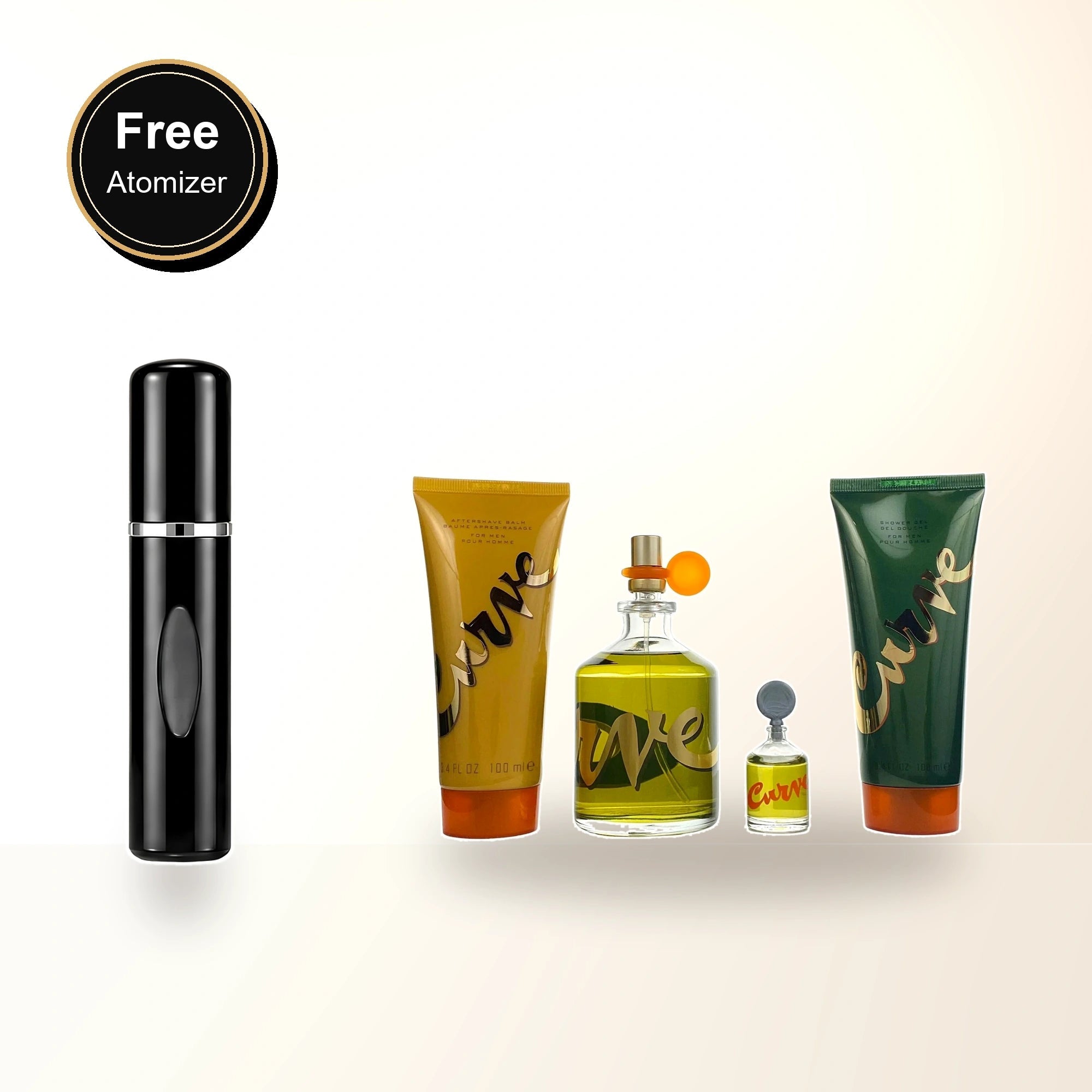 Curve 4 Pcs Set For Men: 4.2 Oz Cologne Spray + 3.4 Aftershave Balm + 3.4 Shower Gel + 0.25 Oz Cologne with free atomizer bonus image