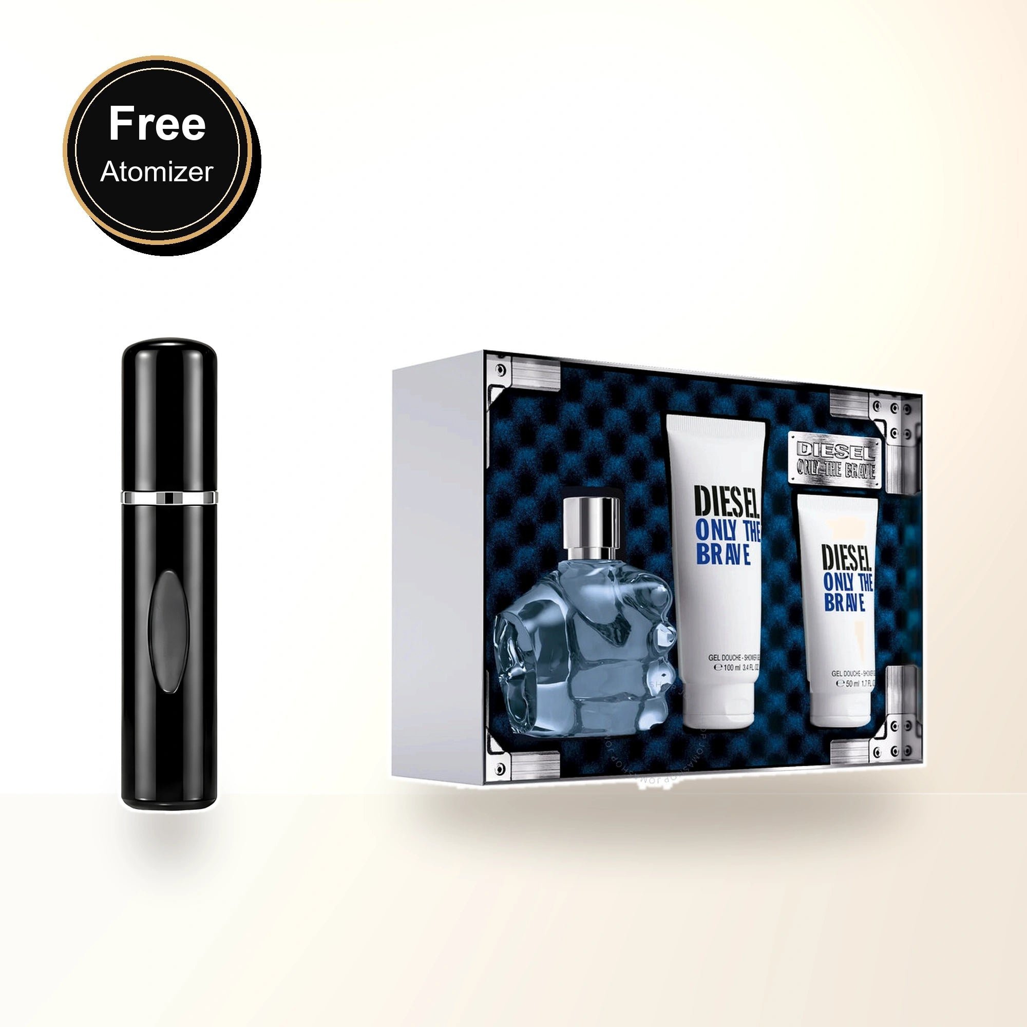 Diesel Only The Brave 3 Pcs Set For Men: 4.2 Eau De Toilette Spray + 3.4 Shower Gel + 1.7 Shower Gel with free atomizer bonus image