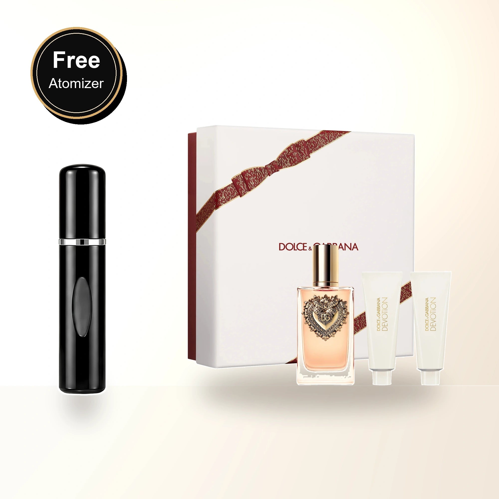 Dolce & Gabbana Devotion 3 Pcs Set For Women: 3.3 Eau De Parfum Spray + 1.7 Shower Gel + 1.7 Body Lotion. with free atomizer bonus image