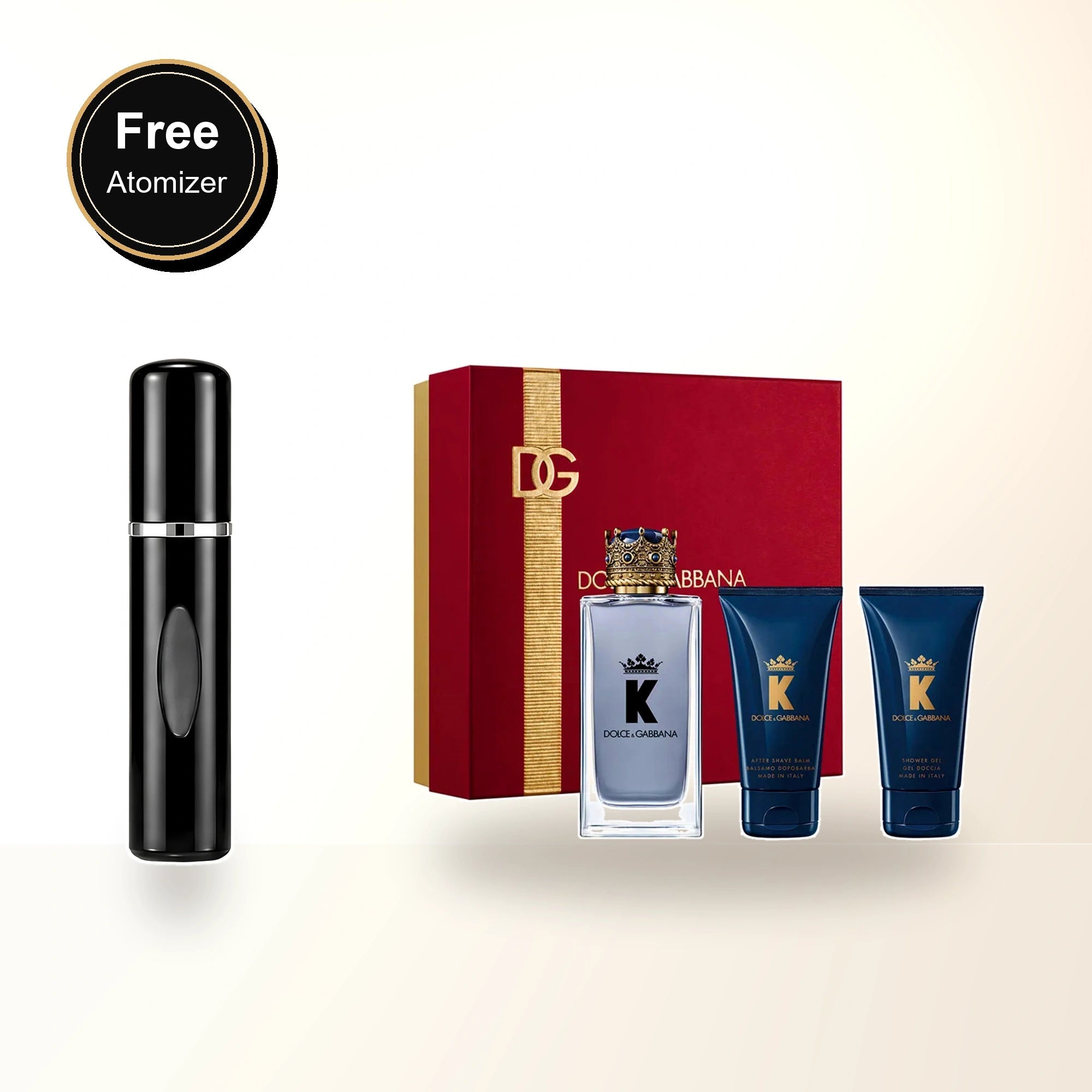 Dolce & Gabbana "k" 3 Pcs Set For Men: 3.3 Eau De Toilette Spray + 1.7 After Shave Balm + 1.7 Shower Gel with free atomizer bonus image