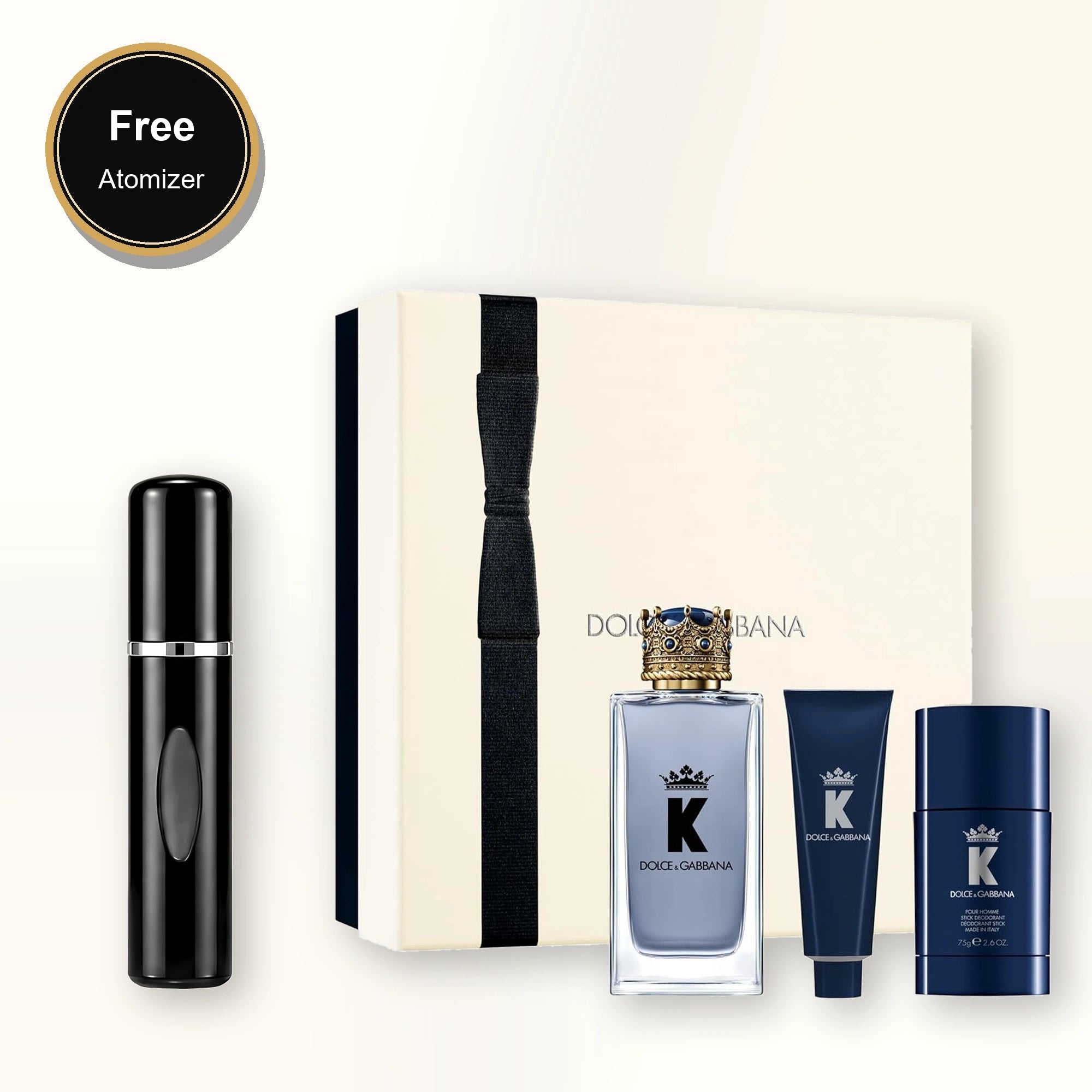 Dolce & Gabbana "k" 3 Pcs Set For Men: 3.3 Eau De Toilette Spray + 1.7 Shower Gel + 2.5 Deodorant Stick with free atomizer bonus image
