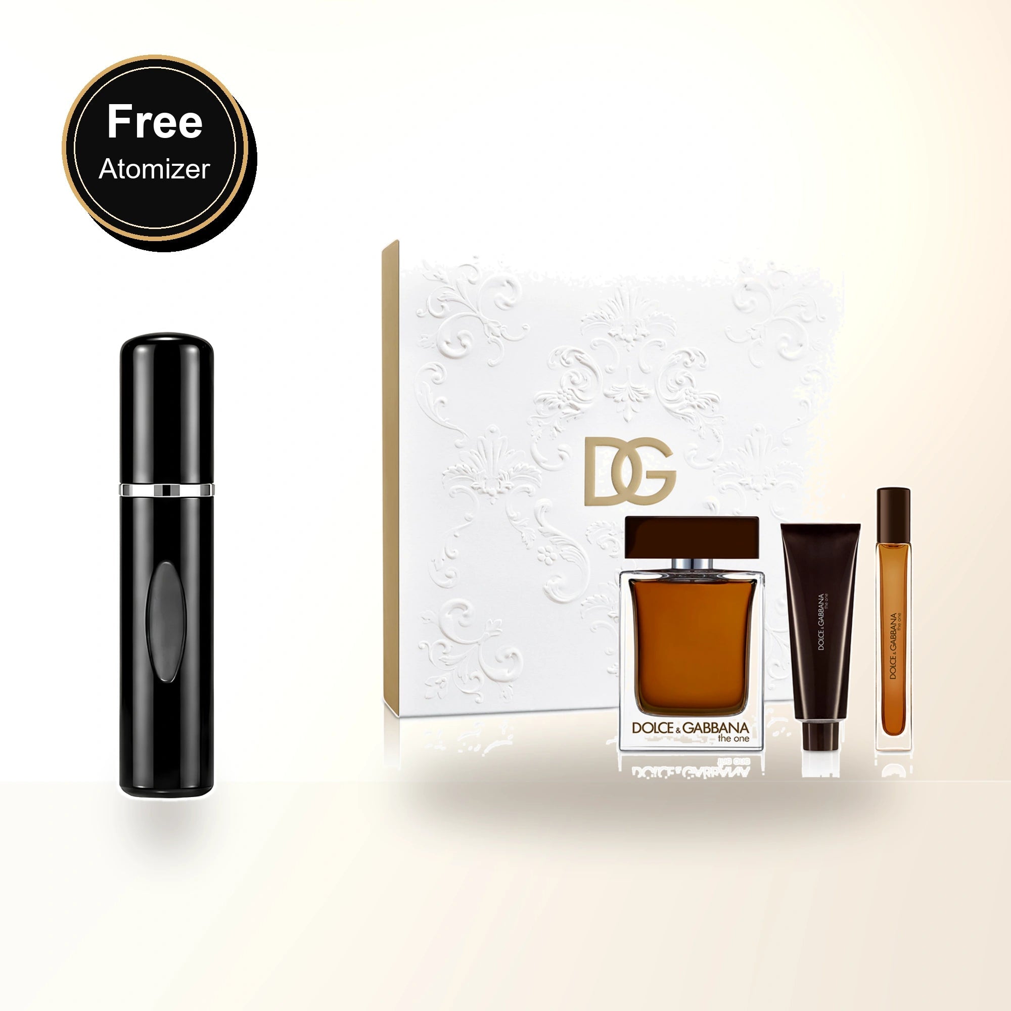 Dolce & Gabbana The One 3 Pcs Set For Men: 3.3 Eau De Parfum Spray + 0.33 Eau De Parfum Spray + 1.69 Shower Gel with free atomizer bonus image