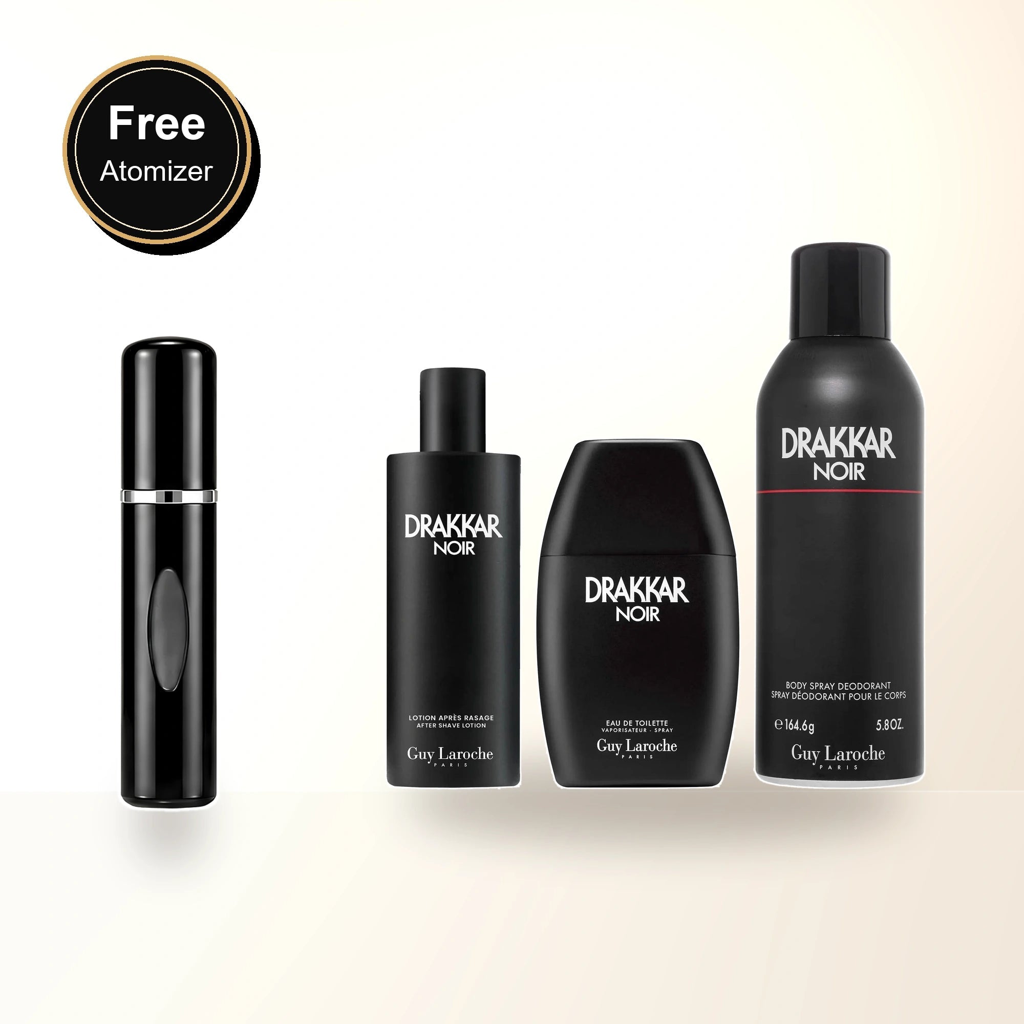 Drakkar Noir 3 Pcs Set For Men: 3.4 Eau De Toilette Spray + 3.3 After Shave Lotion + 5.8 Deodorant Spray with free atomizer bonus image