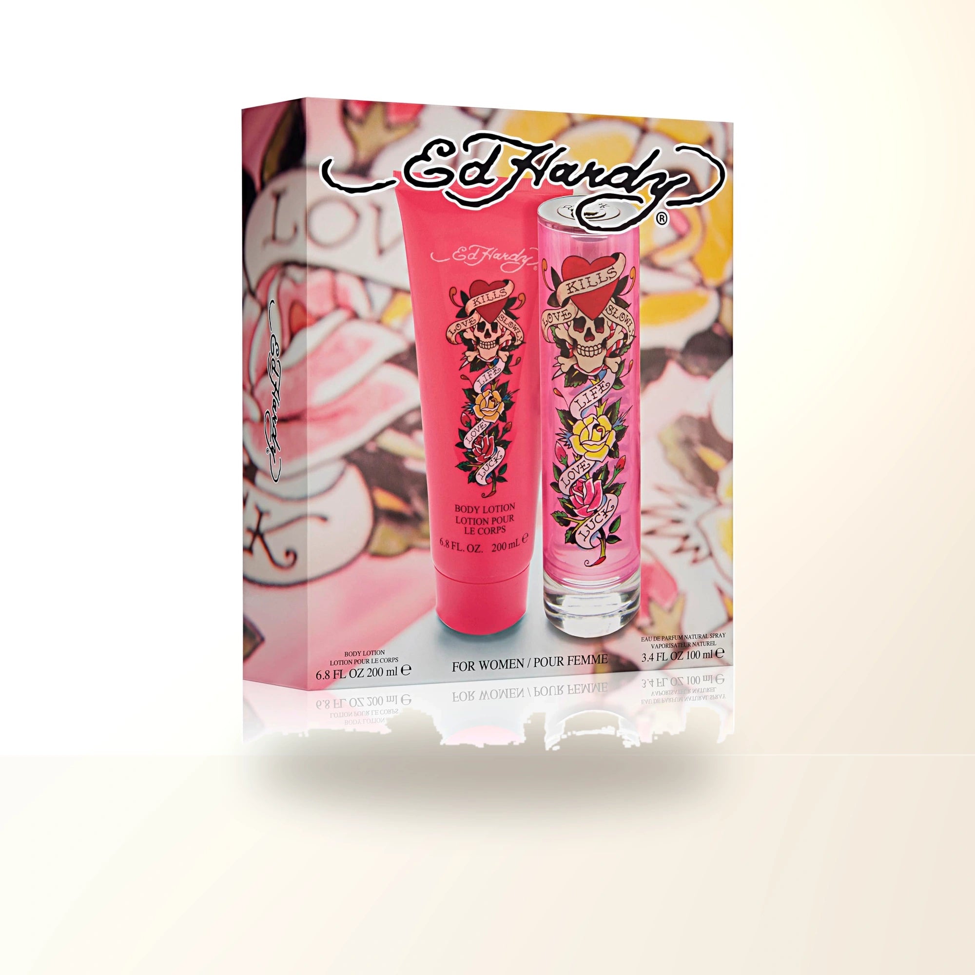 Ed Hardy 2 Pcs Set For Women: 3.4 Eau De Parfum Spray + 6.8 Body Lotion main product image