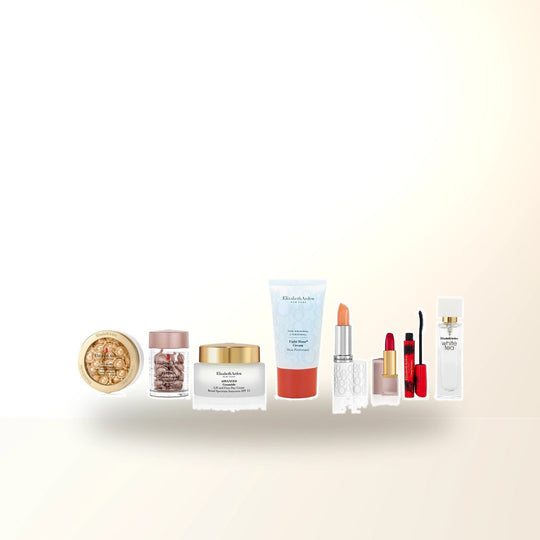Elizabeth Arden 9 Pcs Set: Advanced Ceramide 60 Capsules + Retinol Ceramide 30 Capsules + Advanced Ceramide 1.7 Cream + 0.5 Skin Cream + 0.37 Lip Cream + 0.14 Lipstick Red Door 019 + 0.3 Mascara + White Tea 0.33 Edt Sp + Hand Bag main product image