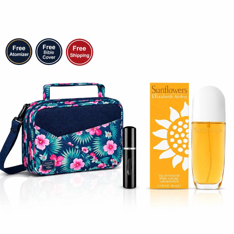 Elizabeth Arden Sunflowers EDT Spray For Women 1.7 oz | 3.4 oz with Free Refillable Perfume Atomizer and Floral Bible Bag