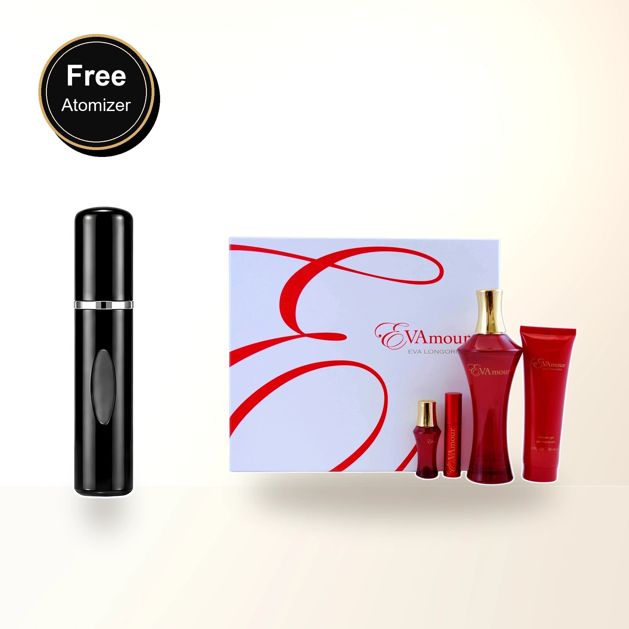 Evamour Eva Longoria 4 Pcs Set For Women: 3.4 Eau De Parfum Spray + 3 Oz Shower Gel + 0.25 Eau De Parfum Rollerball + 0.25 Eau De Parfum Spray with free atomizer bonus image
