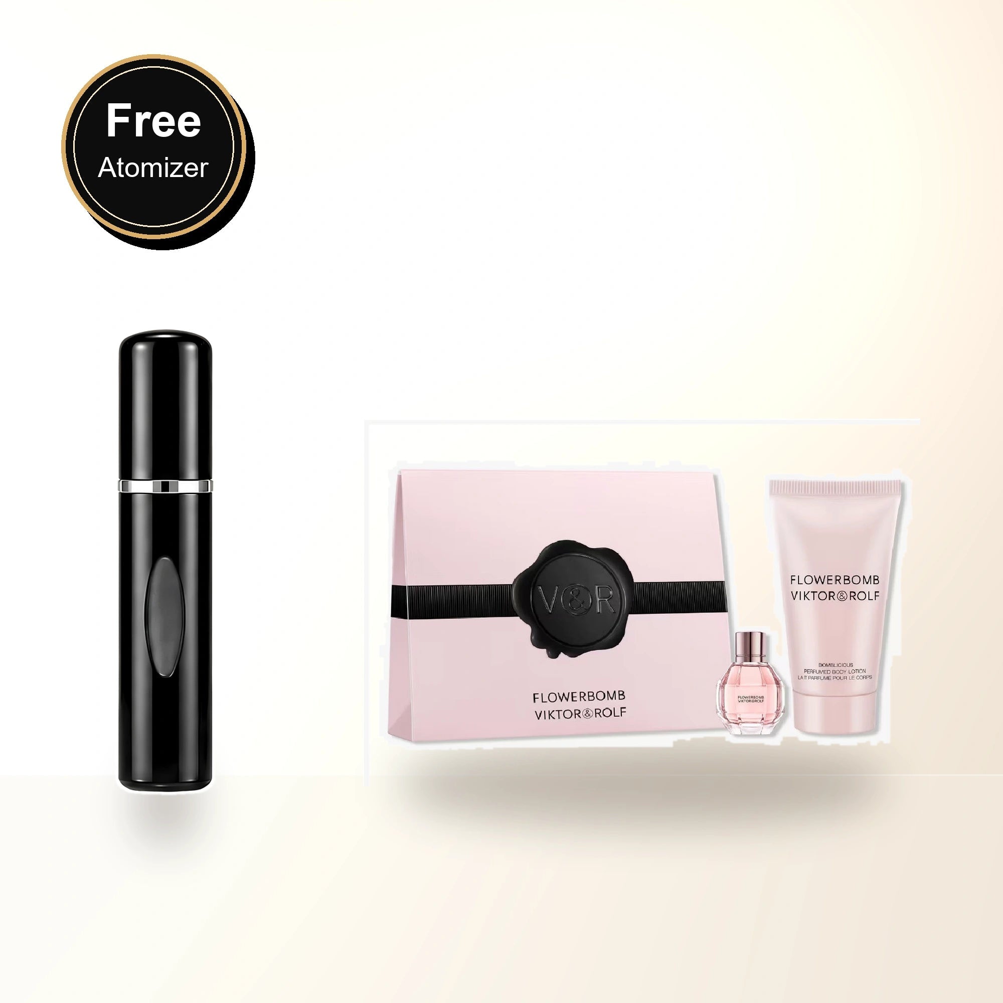 Flowerbomb V&r 2 Pcs Set For Women: 0.24 Eau De Parfum + 1.7 Body Lotion with free atomizer bonus image