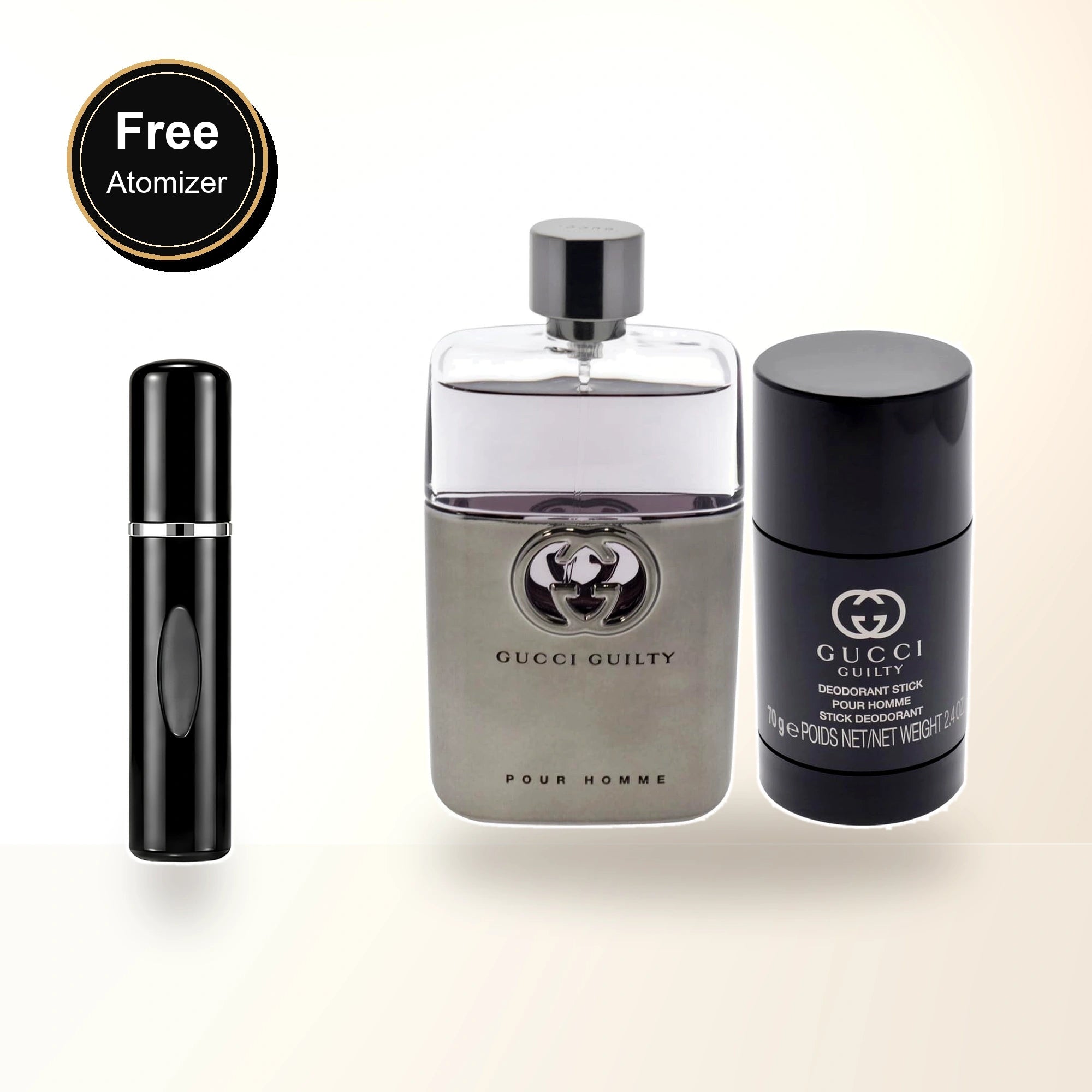 Gucci Guilty Pour Homme 2 Pcs Set: 3 Oz Eau De Toilette Spray + 2.5 Deodorant Stick with free atomizer bonus image