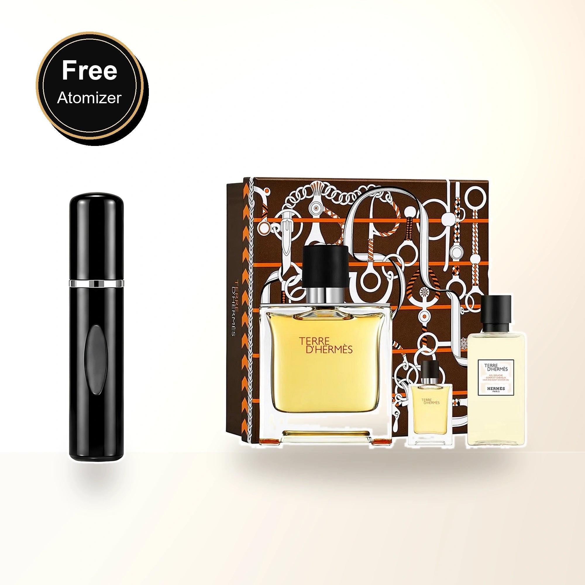 Hermes Terre D'hermes 3 Pcs Set: 3.4 Eau De Toilette + 0.5 Eau De Toilette + 1.35 Shower Gel with free atomizer bonus image
