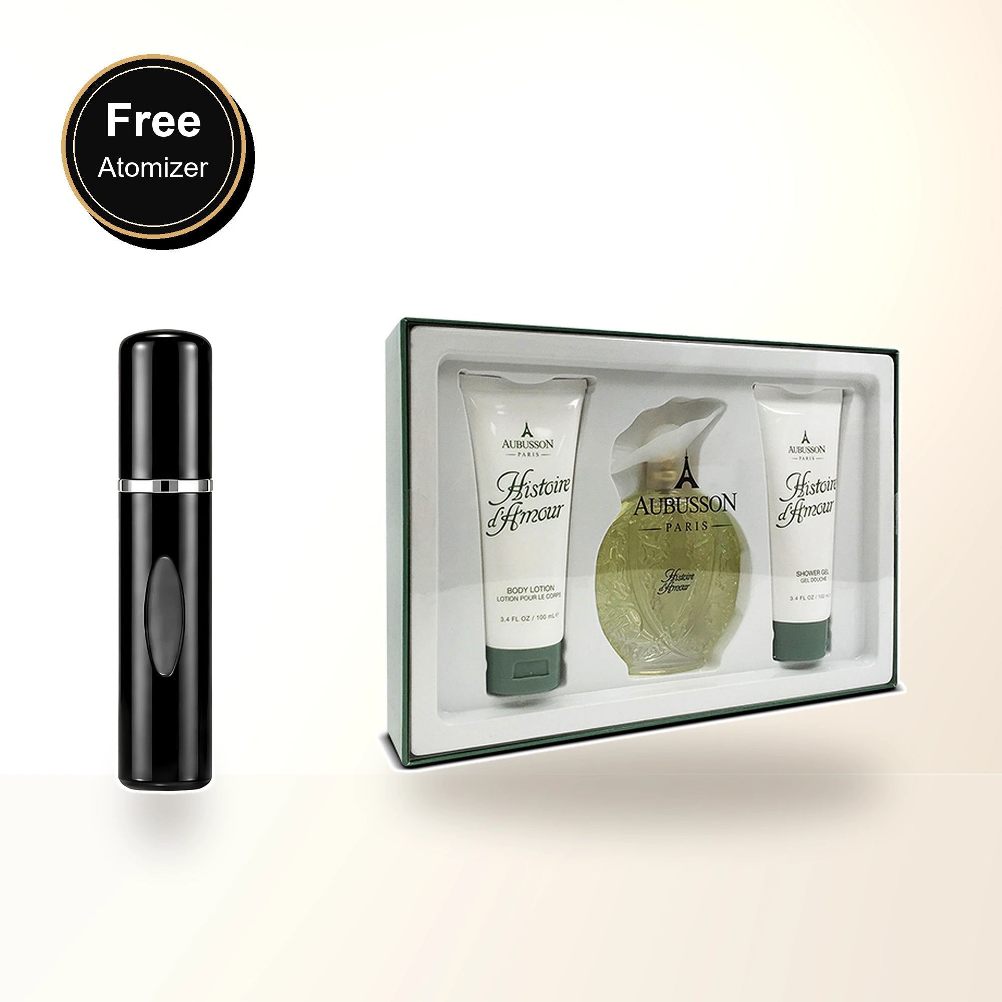 Histoire D'amour 3 Pcs Set For Women: 3.4 Eau De Toilette Spray + 3.4 Body Lotion + 3.4 Shower Gel with free atomizer bonus image