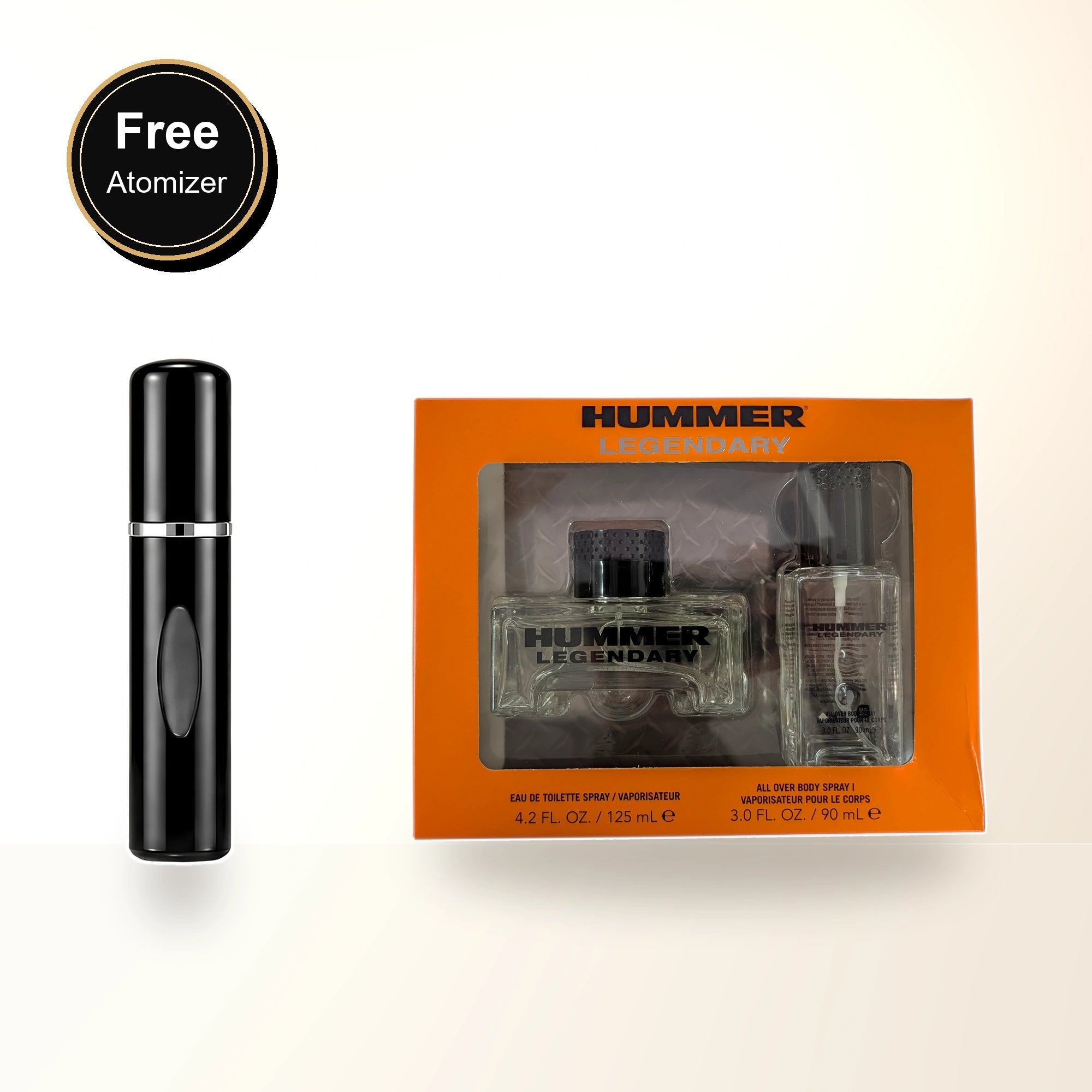 Hummer Legendary 2 Pcs Set For Men: 4.2 Eau De Toilette Spray + 3 Oz Body Spray with free atomizer bonus image