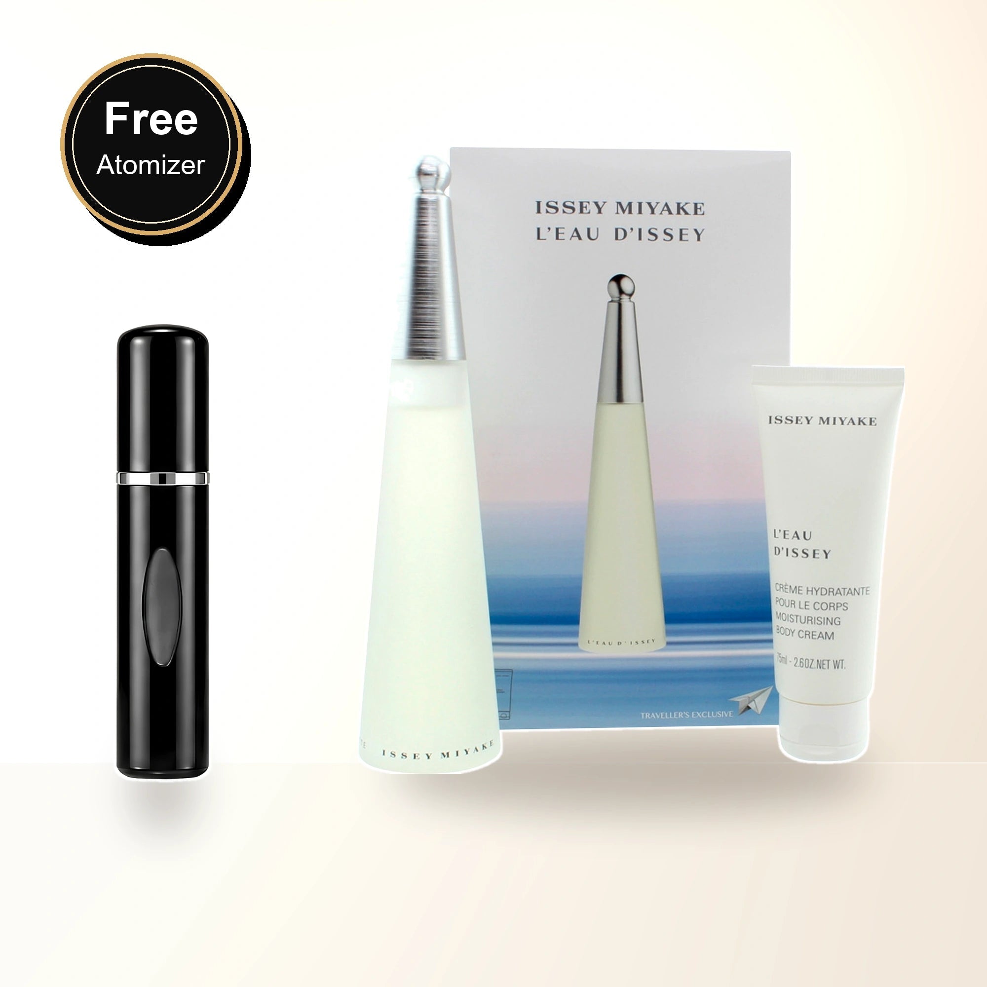 Issey Miyake 2 Pcs Set For Women: 3.4 Eau De Toilette Spray + 2.5 Body Cream (travel) with free atomizer bonus image
