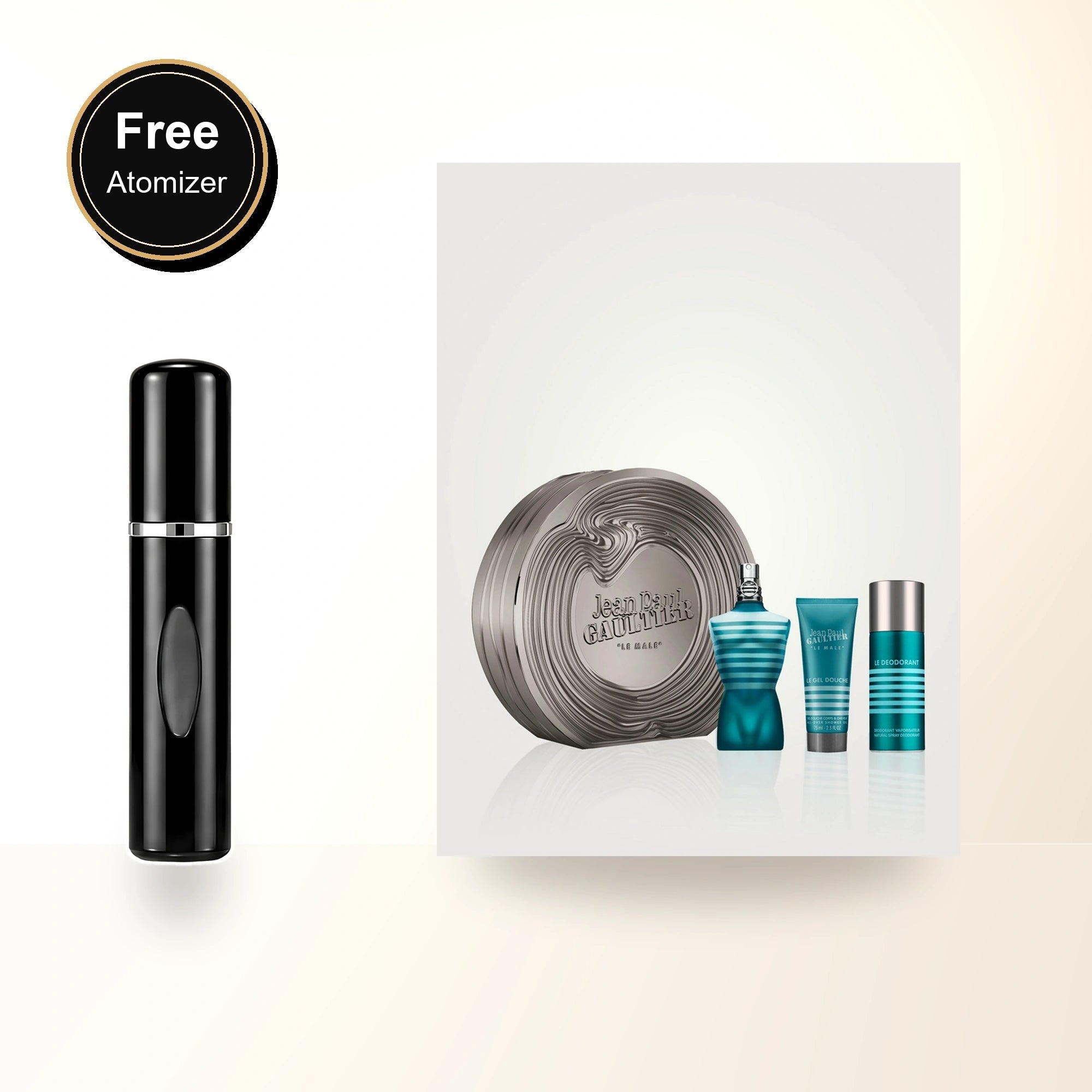 Jean Paul Gaultier Le Male 3 Pcs Set: 4.2 Eau De Toilette Spray + 2.5 Shower Gel + 5.1 Deodorant Spray with free atomizer bonus image