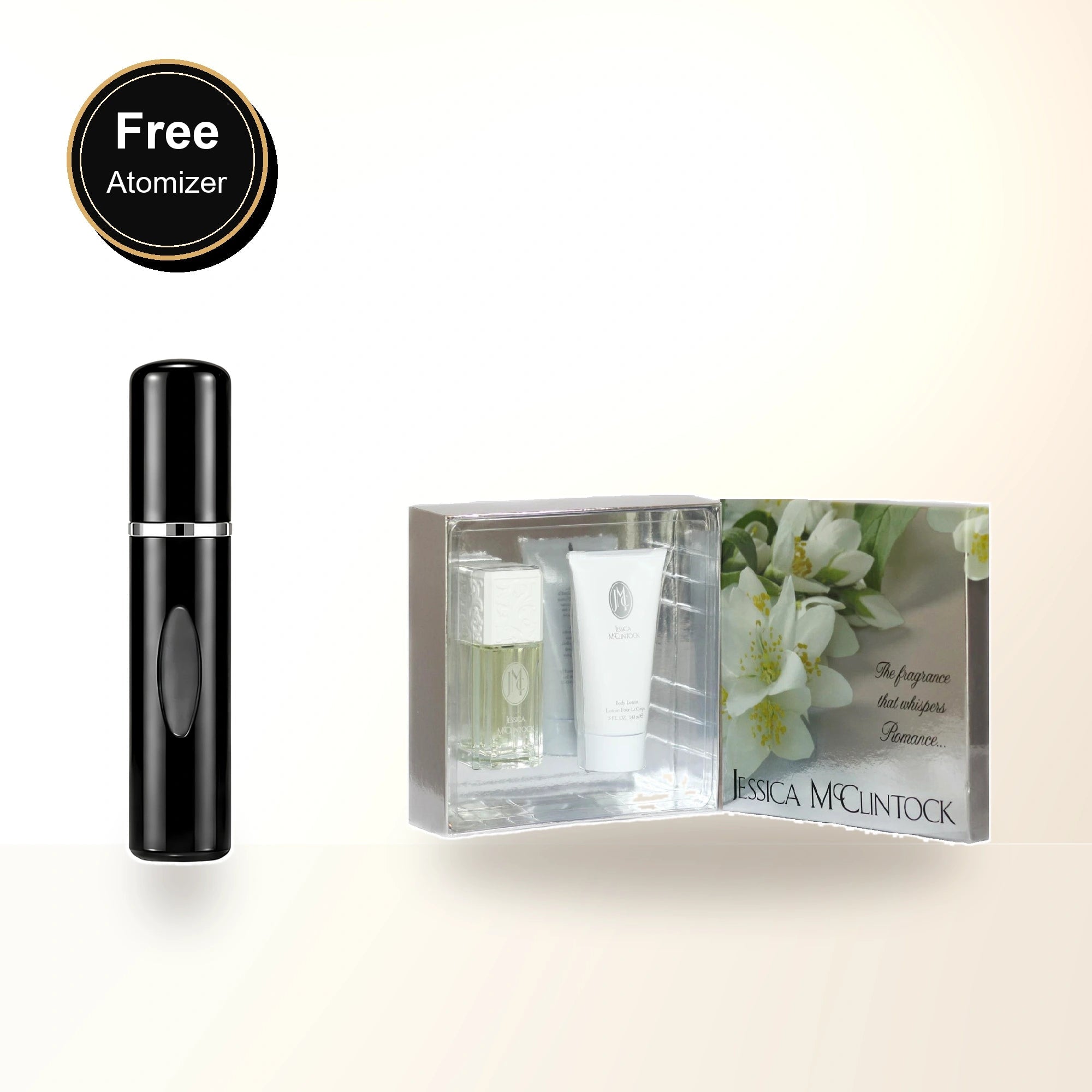 Jessica Mcclintock 2 Pcs Set: 3.4 Eau De Parfum Spray+ 5 Oz Body Lotion (hard Box) with free atomizer bonus image