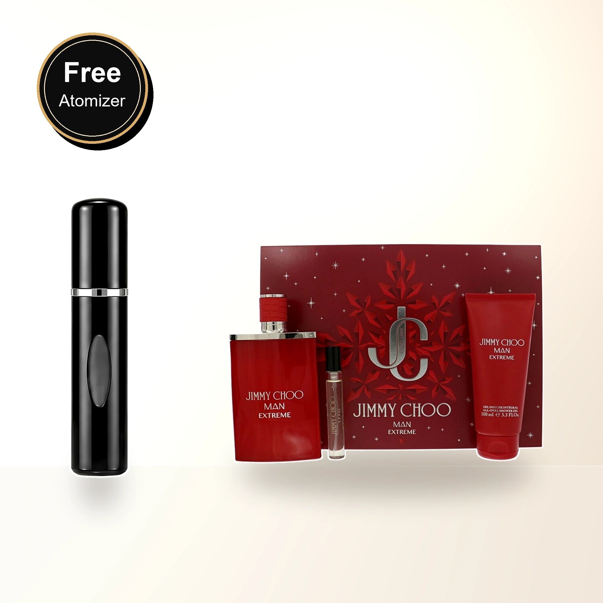 Jimmy Choo Man Extreme 3 Pcs Set: 3.3 Eau De Parfum Spray + 0.25 Eau De Parfum Spray + 3.3 Shower Gel. with free atomizer bonus image
