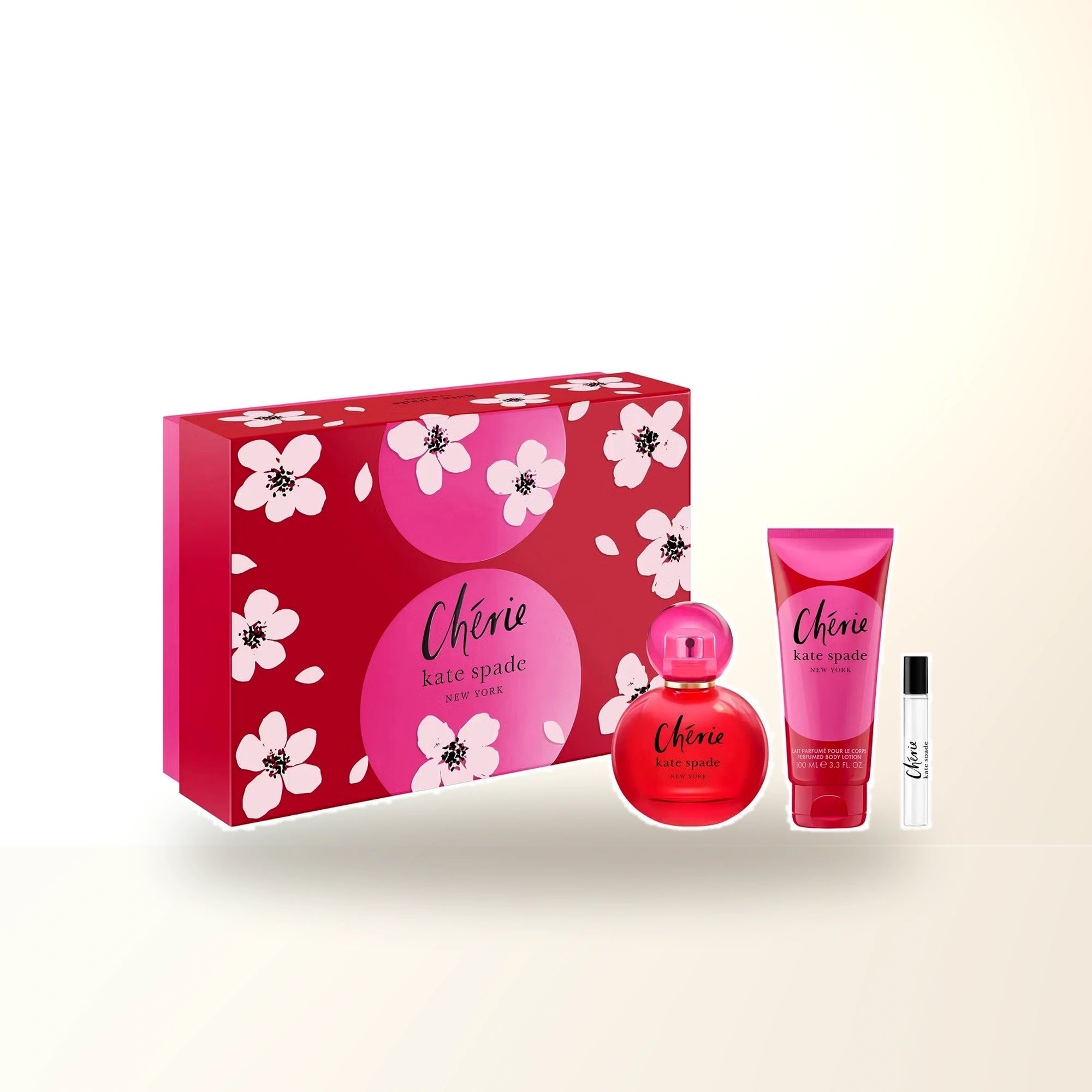 Kate Spade Cherie 3 Pcs Set For Women: 3.3 Eau De Parfum Spray + 0.25 Eau De Parfum Spray + 3.3 Body Lotion main product image