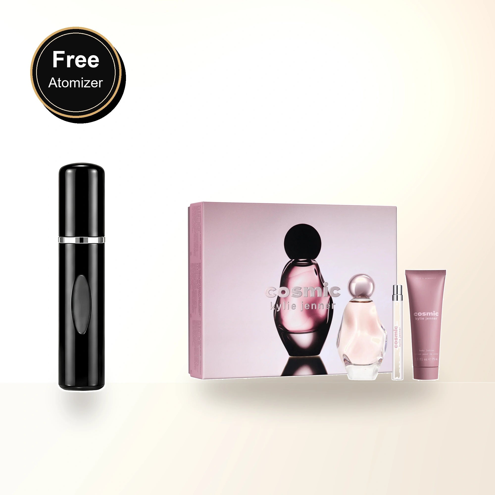 Kylie Jenner Cosmic 3 Pcs Set For Women: 3.3 Eau De Parfum Spray + 0.33 Eau De Parfum Spray + 2.5 Body Lotion with free atomizer bonus image