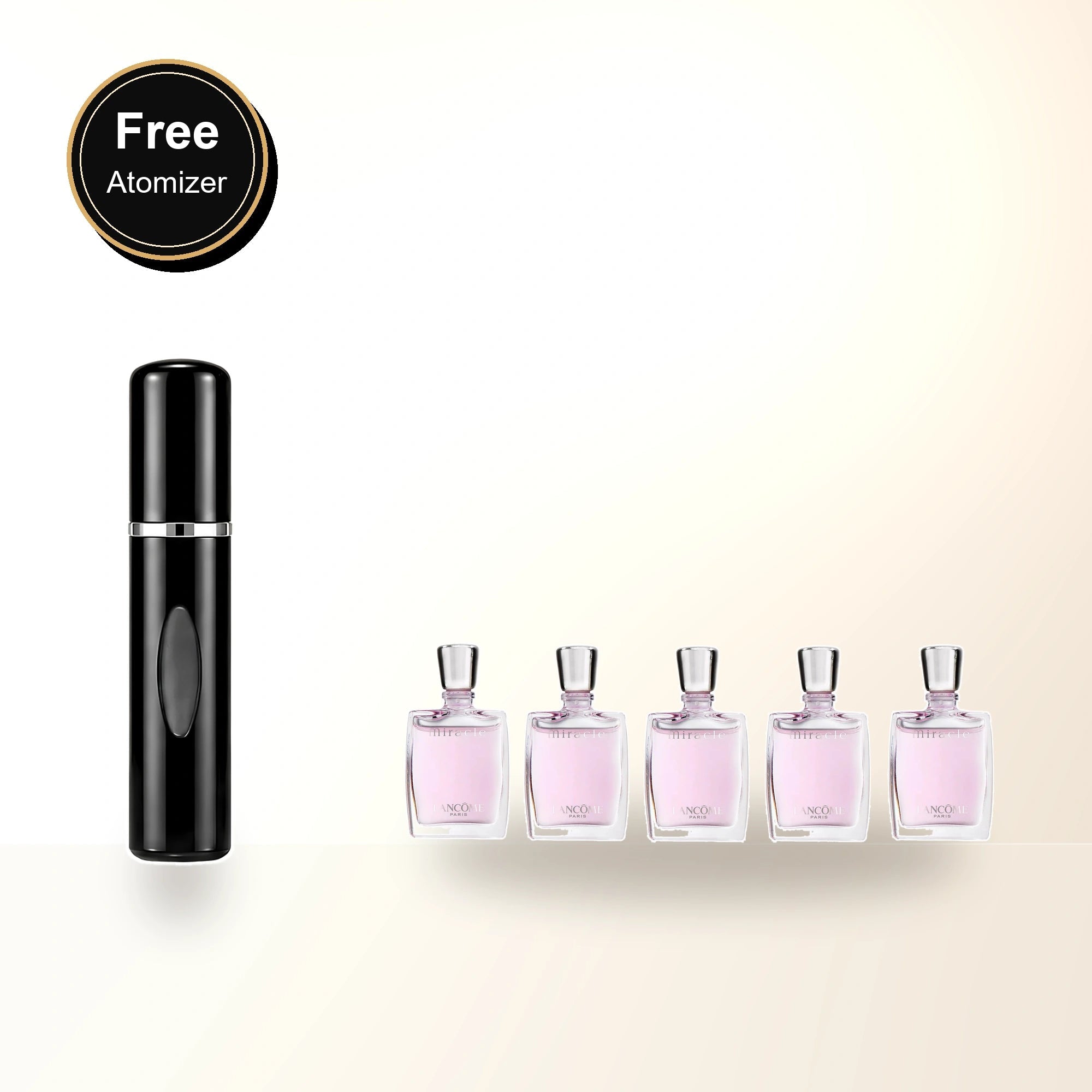 Lancome Miracle 5 Pcs Mini Set For Women: Miracle 5 X 0.16 Oz Eau De Parfum Splash with free atomizer bonus image