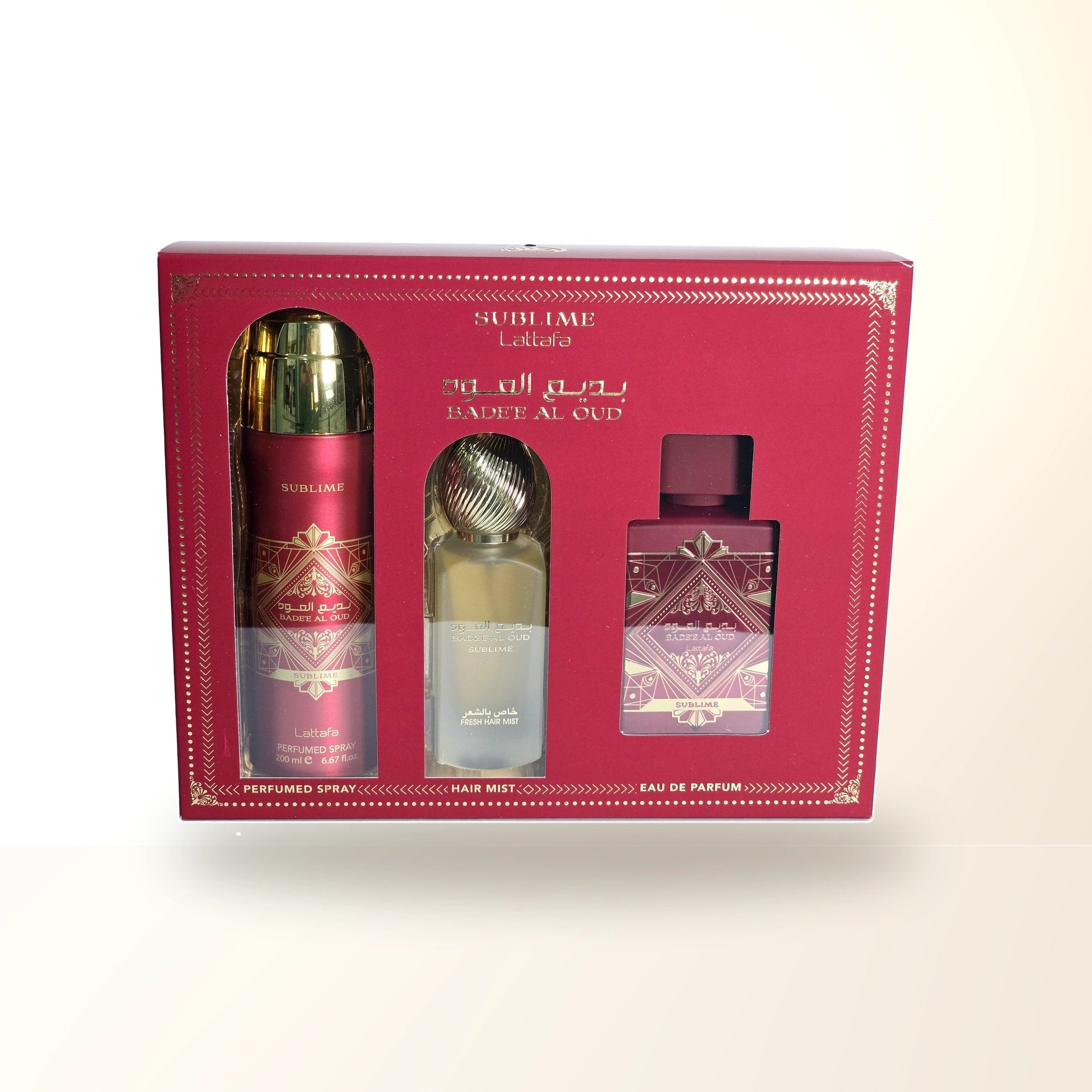 Lattafa Bade'e Al Oud Sublime 3 Pcs Set For Men: 3.4 Eau De Parfum Spray + 1.7 Hair Mist + 6.7 Perfumed Body Spray main product image