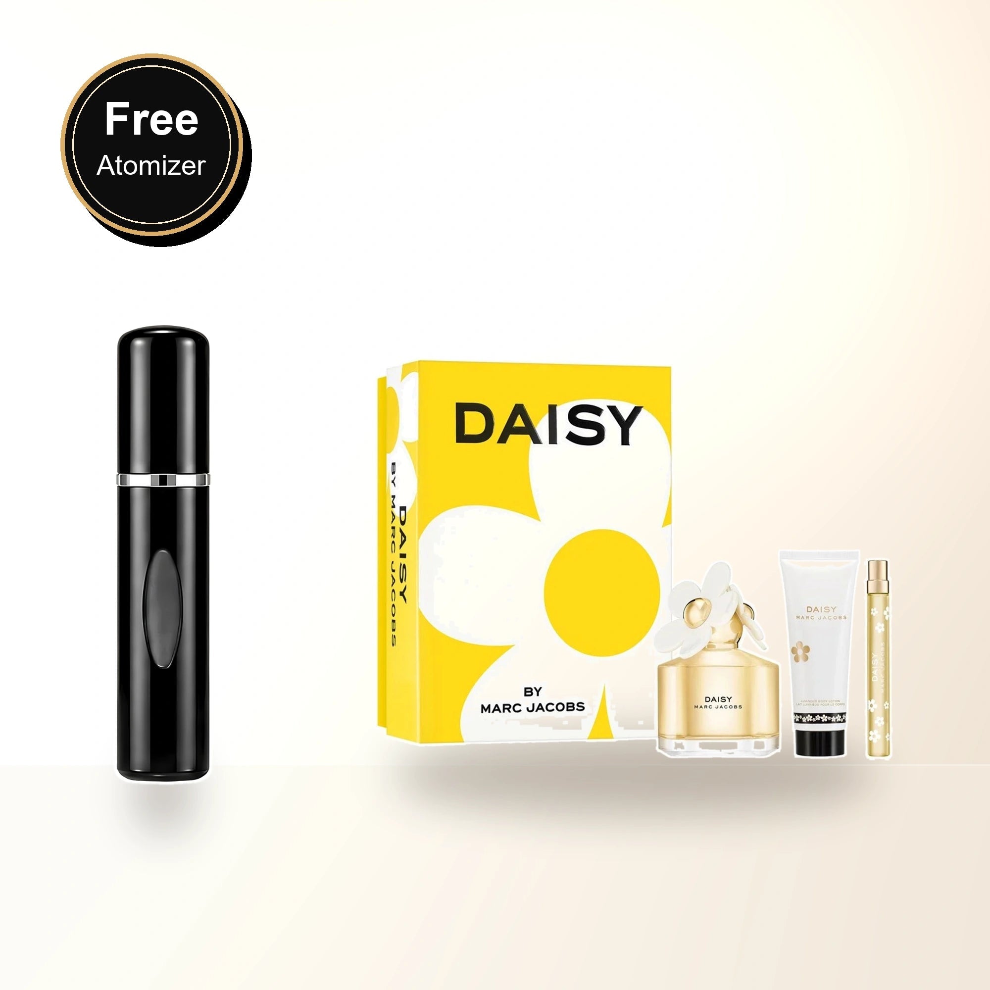 Marc Jacobs Daisy 3 Pcs Set For Women: 3.3 Eau De Toilette Spray + 0.33 Eau De Toilette Spray + 2.5 Body Lotion. with free atomizer bonus image