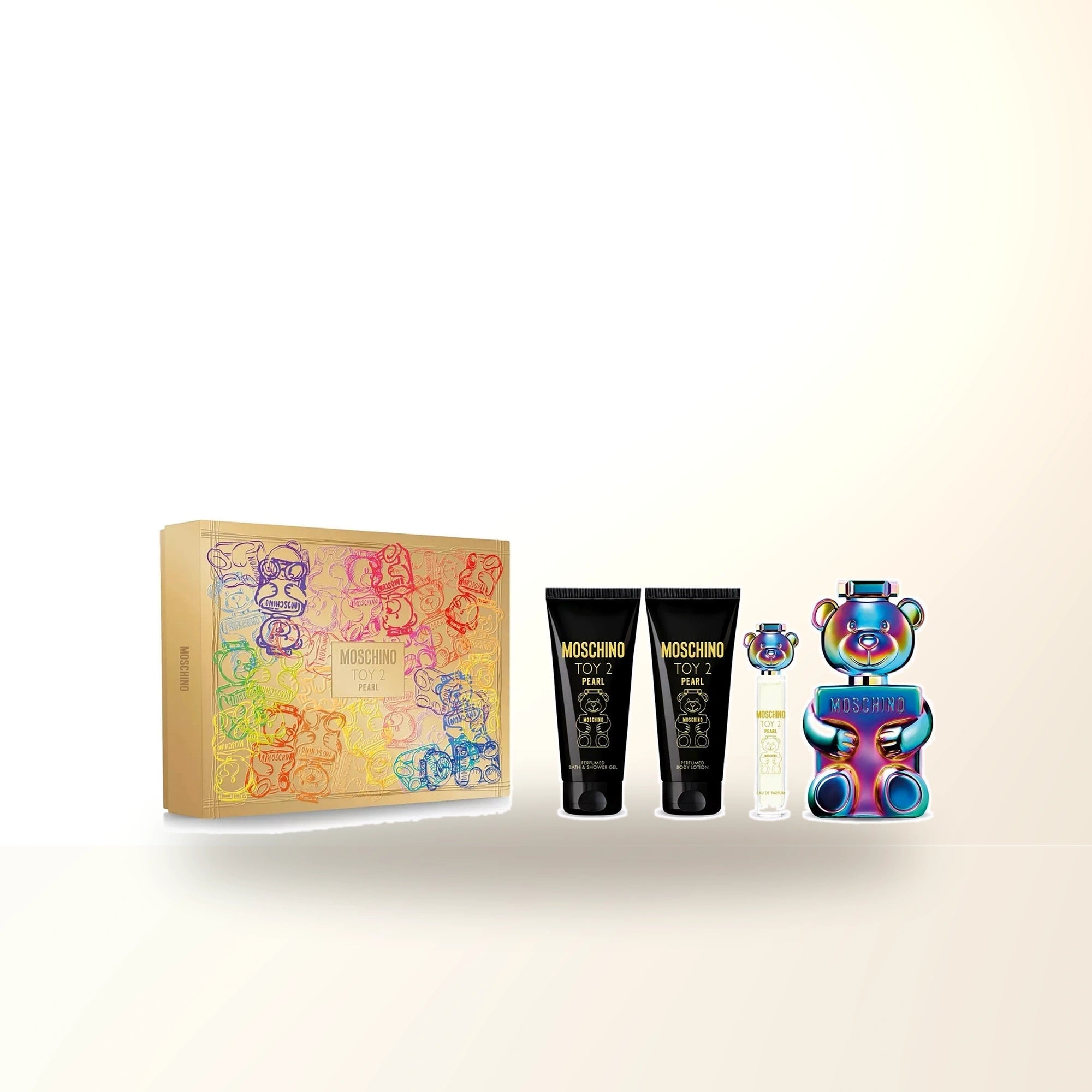 Moschino Toy 2 Pearl 4 Pcs Set For Women: 3.4 Eau De Parfum Spray + 0.3 Eau De Parfum Spray + 3.4 Body Lotion + 3.4 Bath & Shower Gel main product image