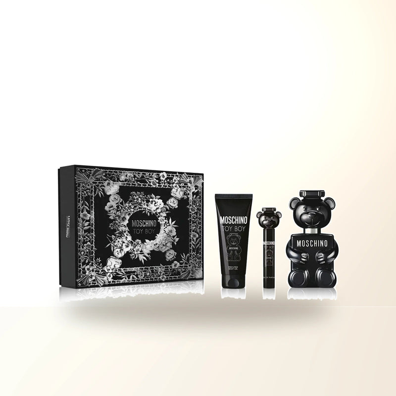 Moschino Toy Boy 3 Pcs Set: 3.4 Eau De Parfum Spray + 0.34 Eau De Parfum Spray + 3.4 Perfumed Body Gel